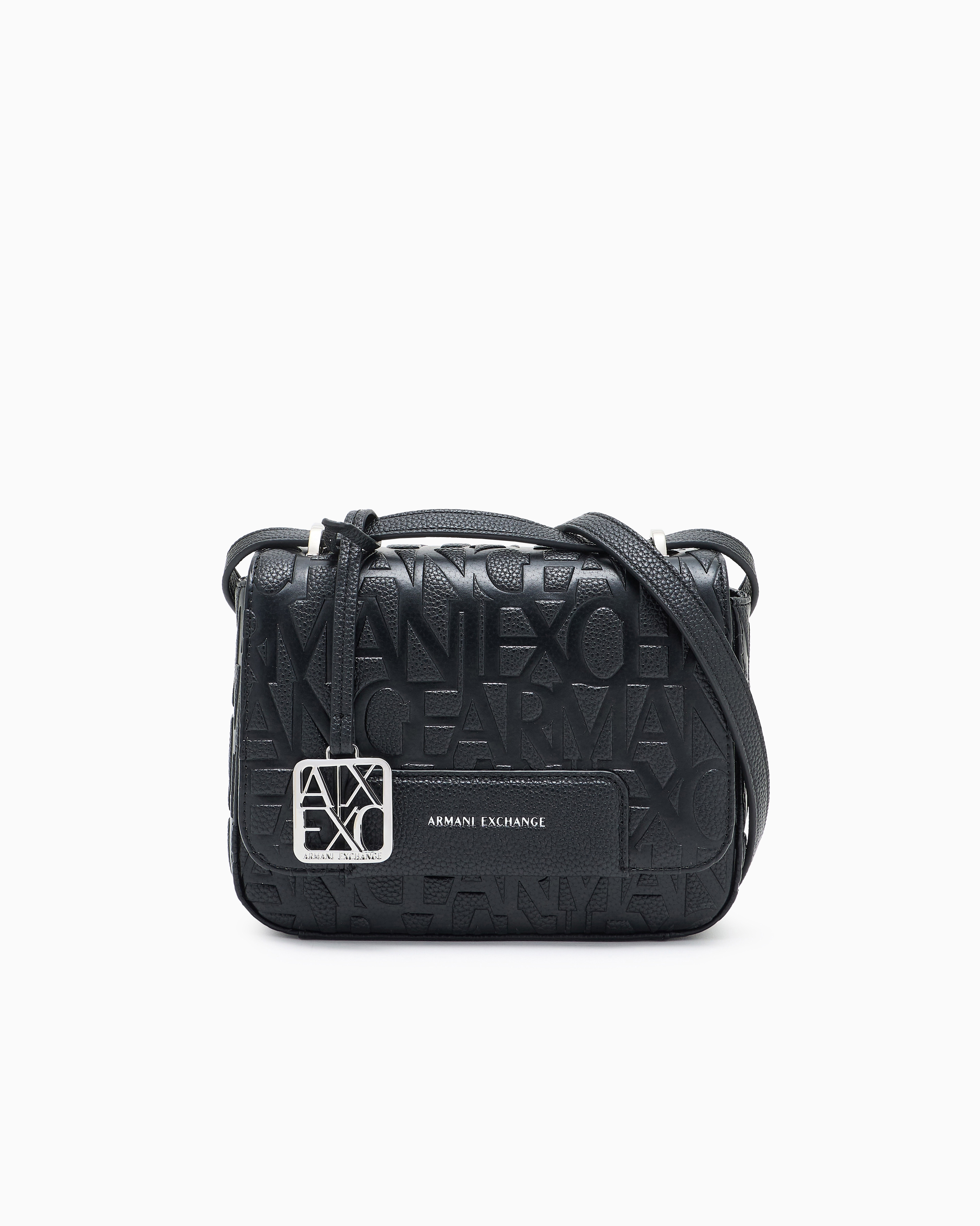 Armani Exchange Black Messenger Bag Crossbody In Coated Fabric