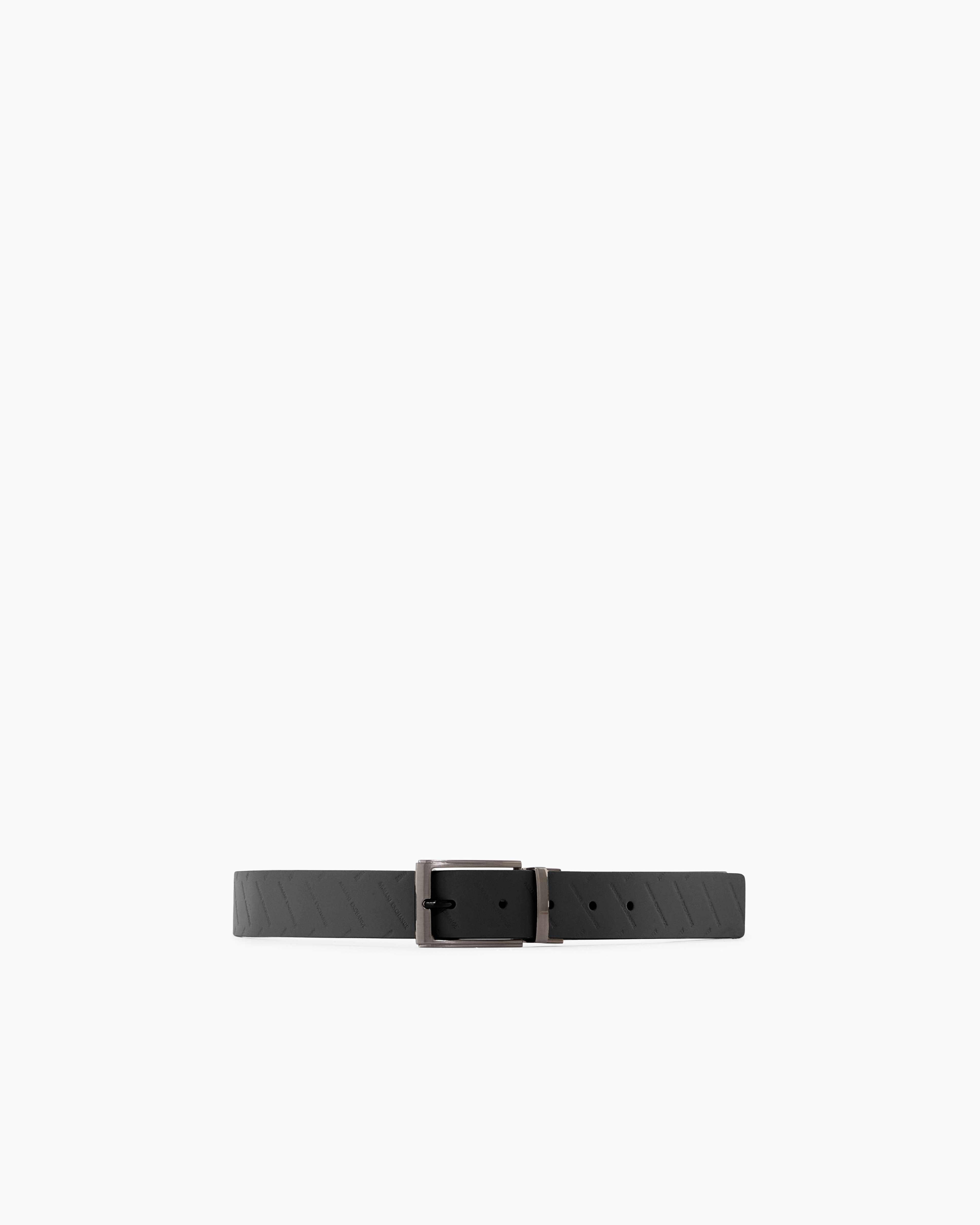 Armani Exchange Black Belt With Steel Buckle