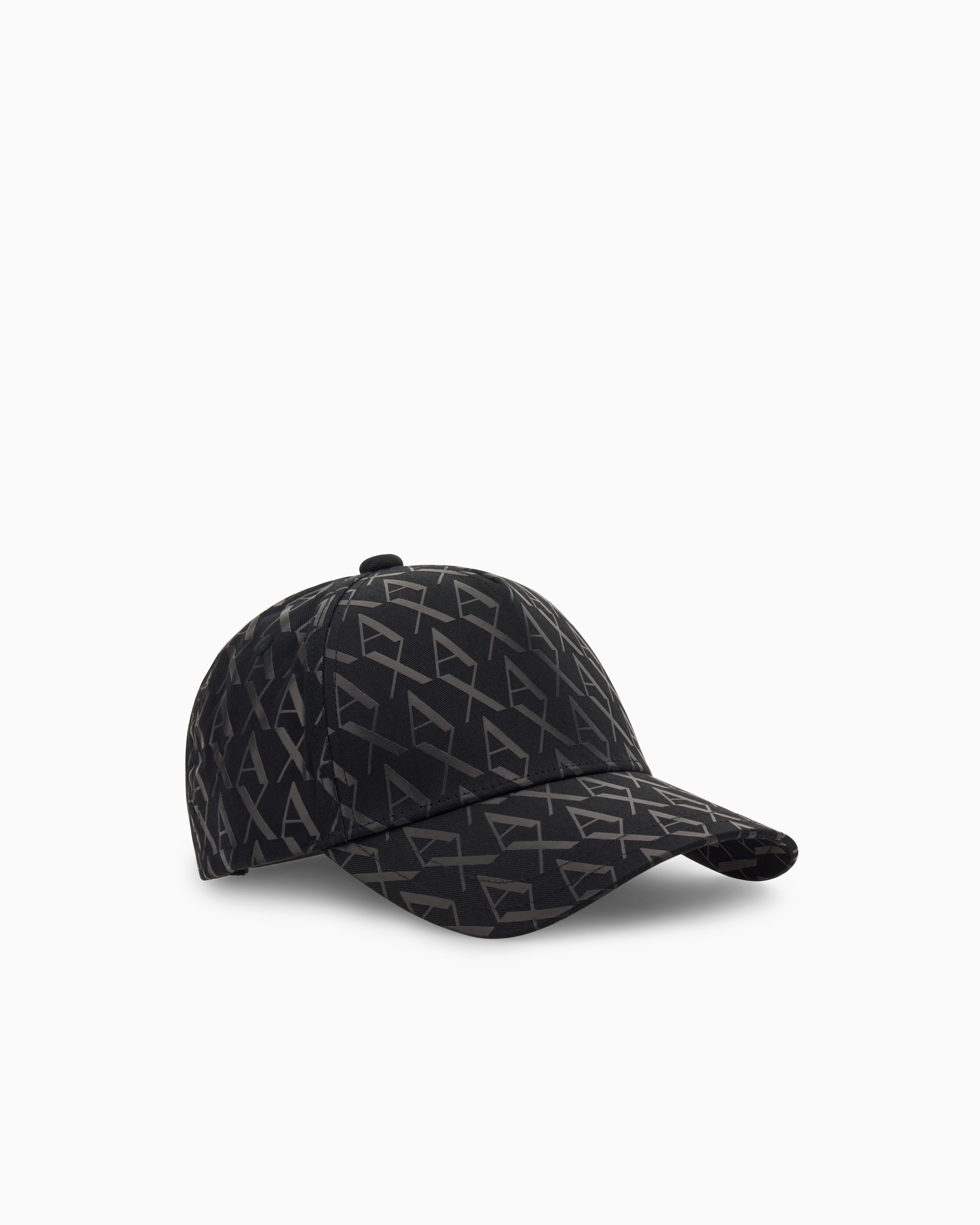 Armani Exchange Black Sun Protection Cap In Cotton Twill