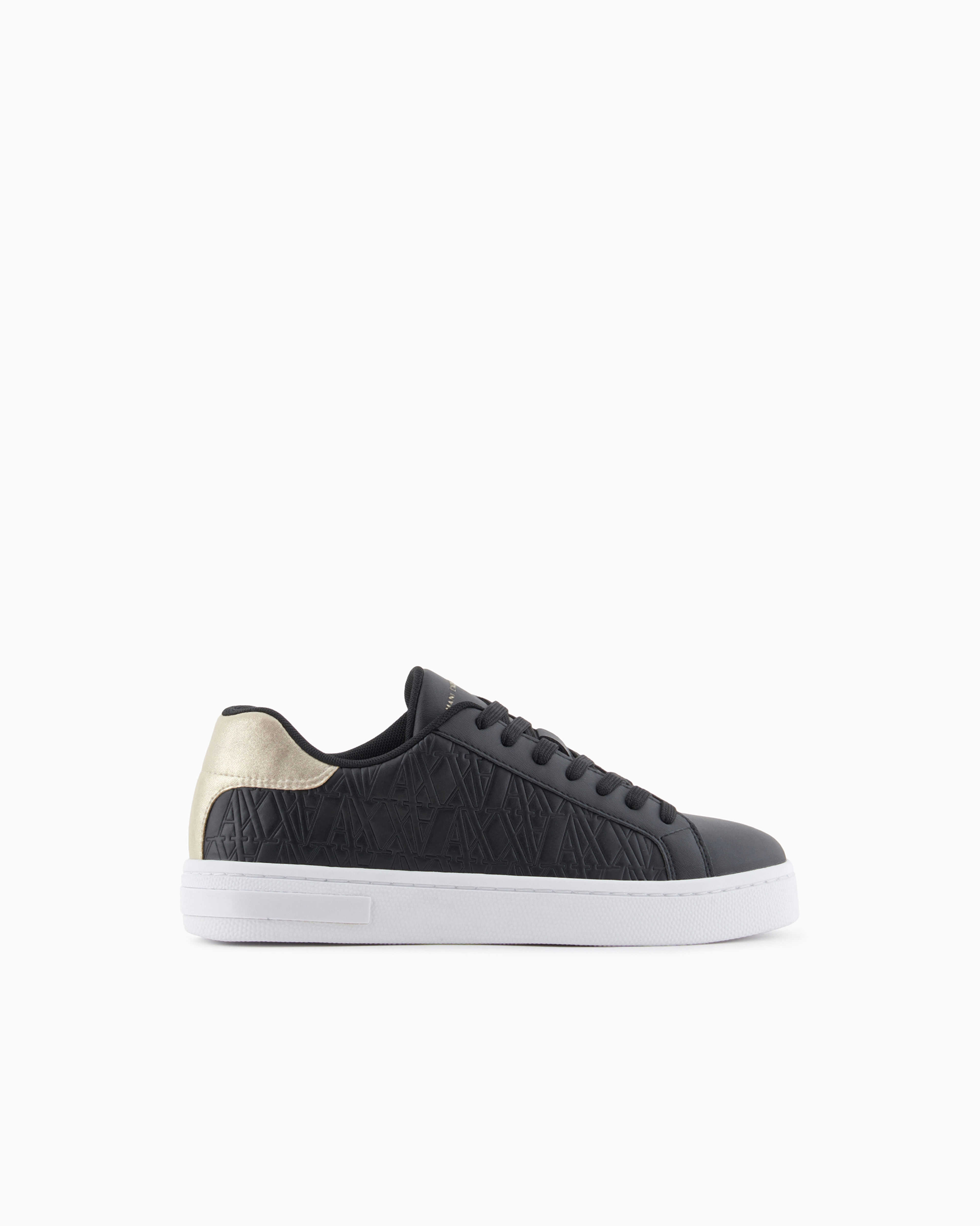 Armani Exchange Women's Black Low Sneakers With Metallic Detail