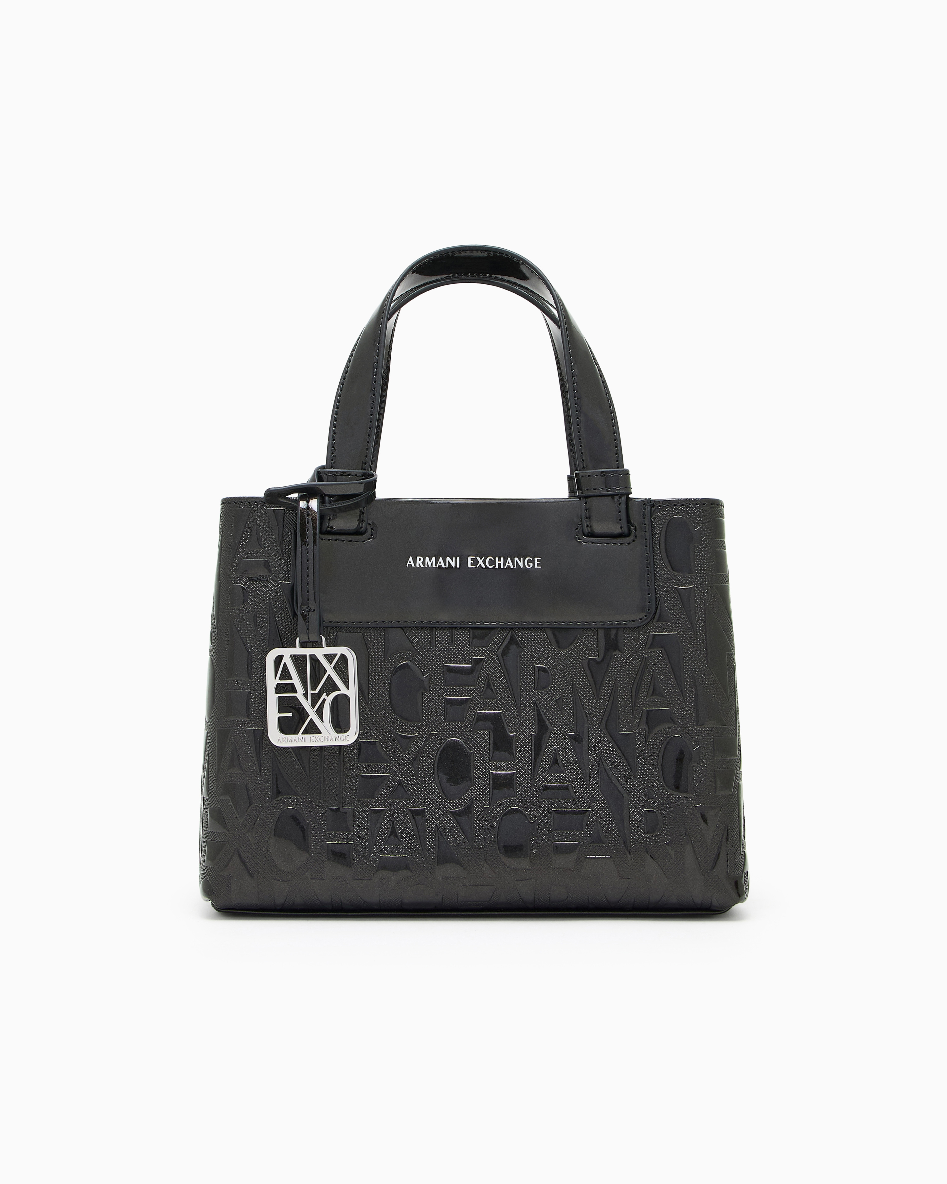 Armani Exchange Black Shopping Bag With An Outside Coating