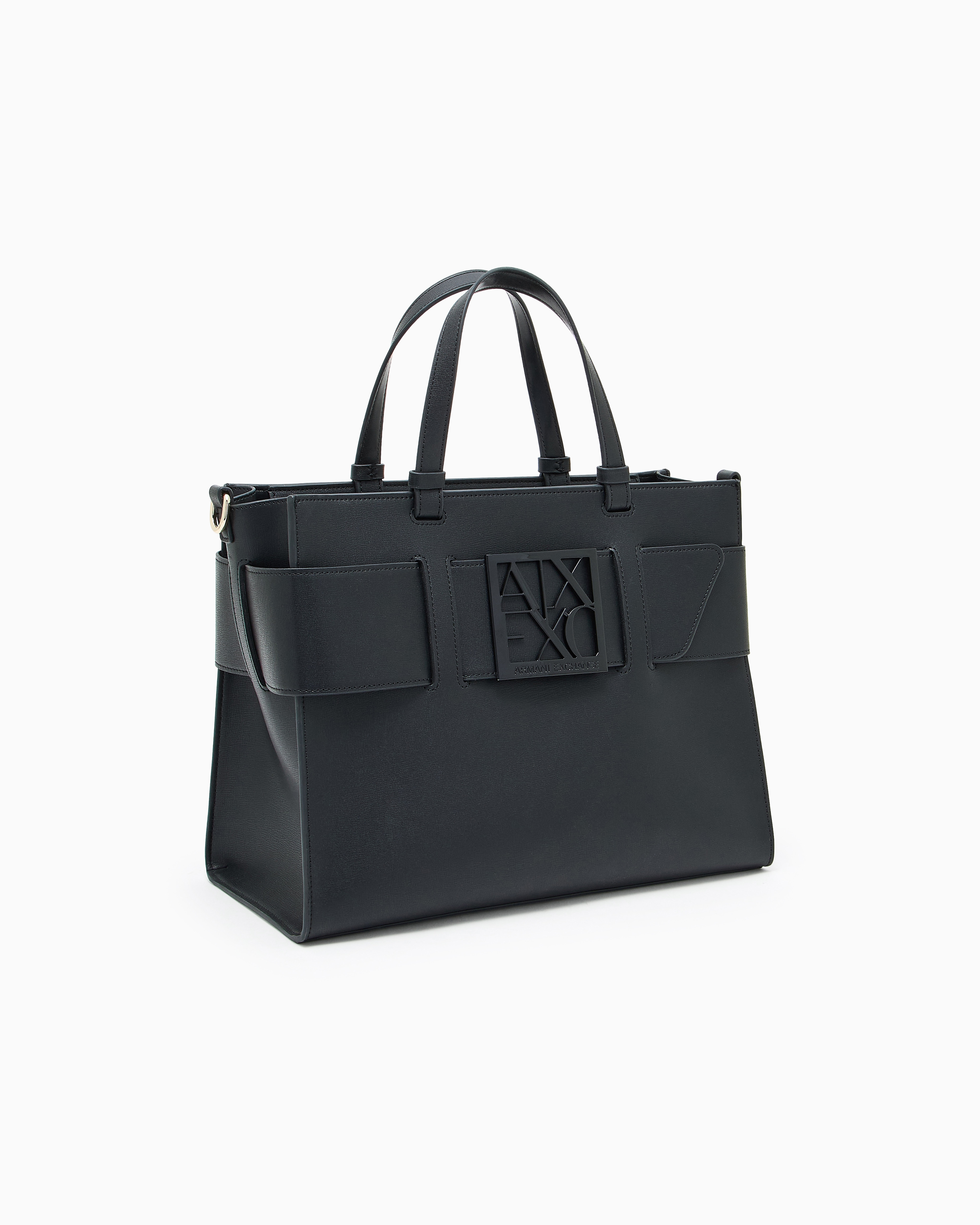 GIORGIO ARMANI 2wayショルダー　レザー　バッグ　黒 美品】ジョルジオアルマーニ ショルダーバッグ シボ革 レザー ブラック