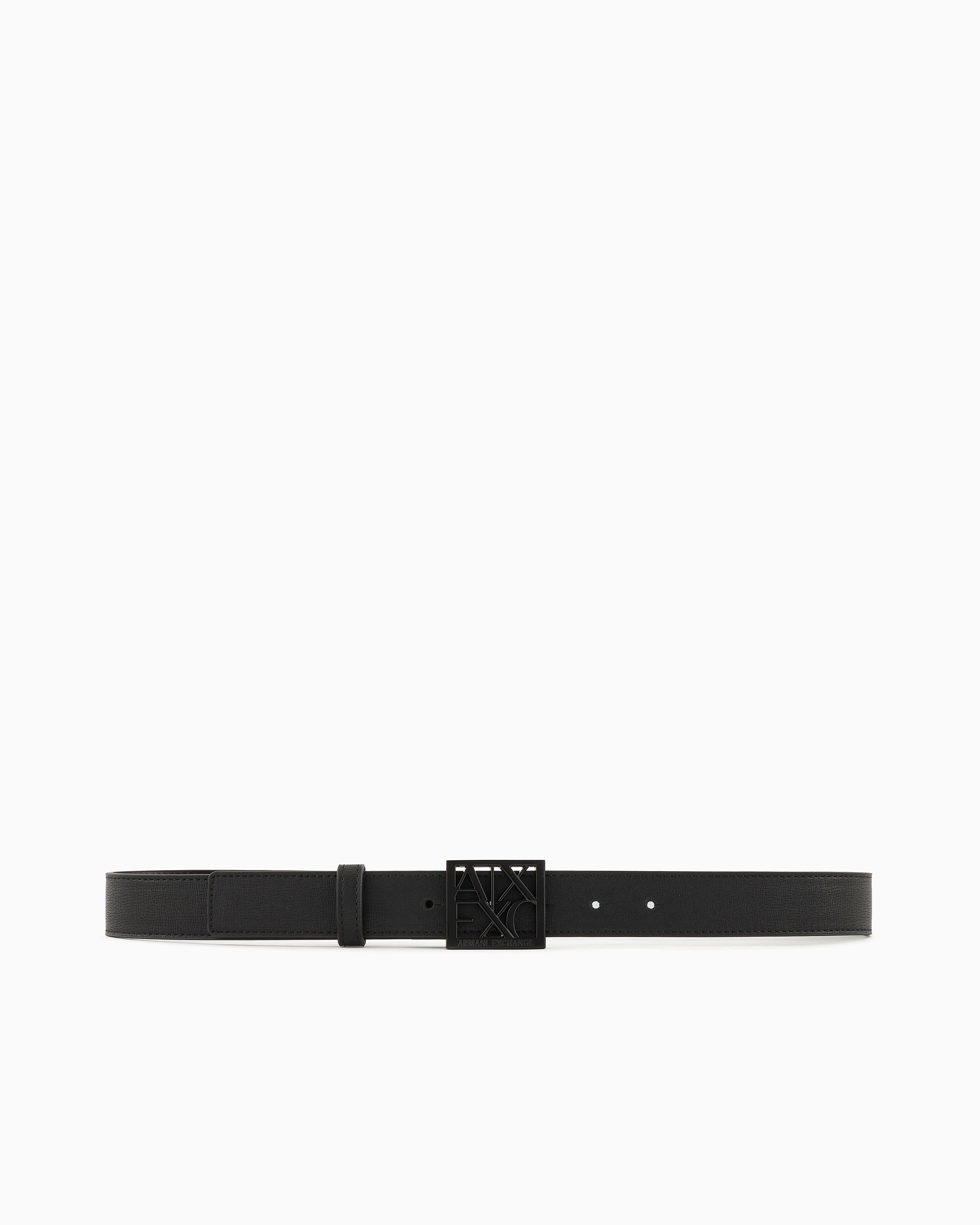 Adjustable belt with matte finish and square cut-out buckle