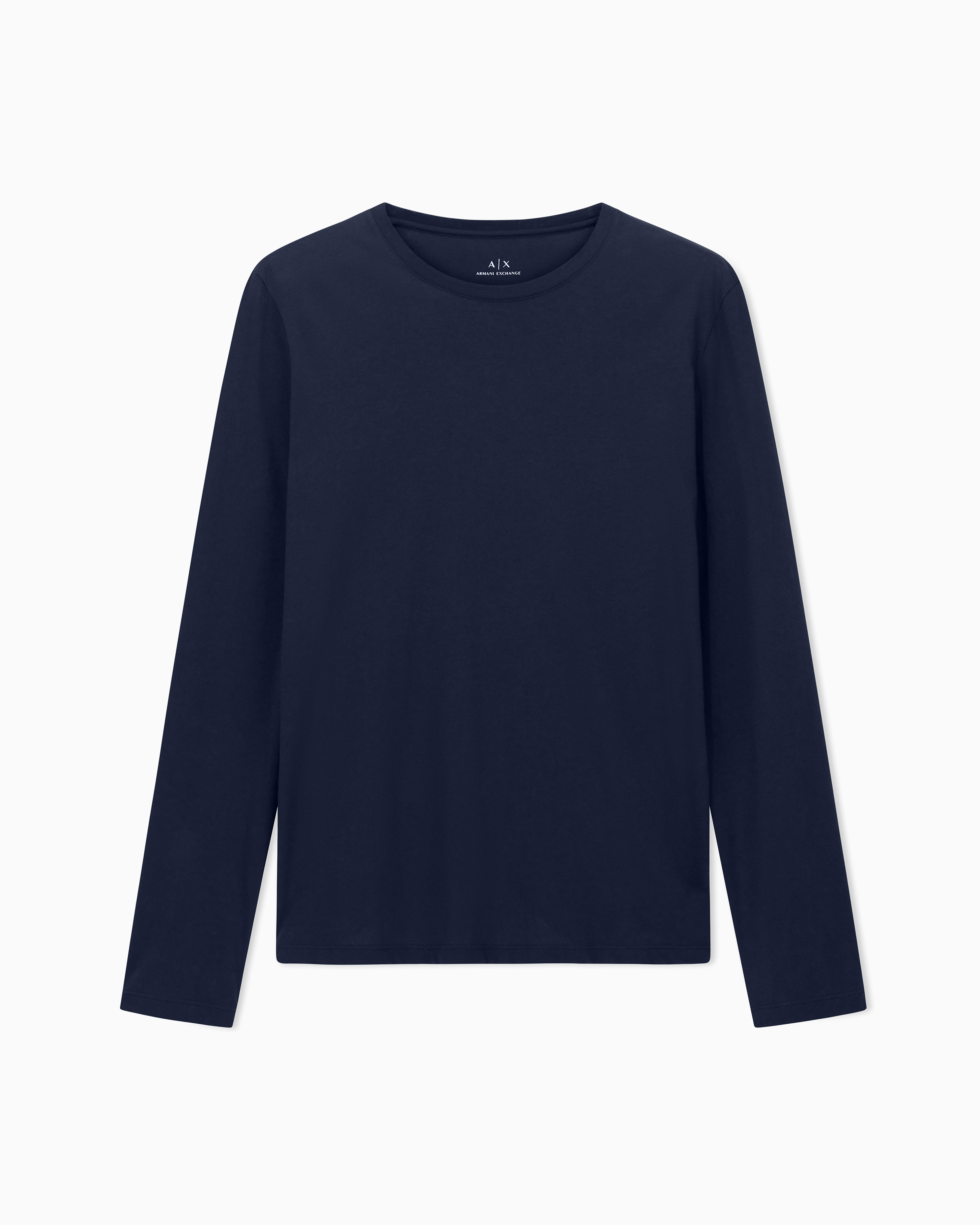 Armani Exchange Navy Blue Crew Neck T-Shirt In Pima Cotton Jersey