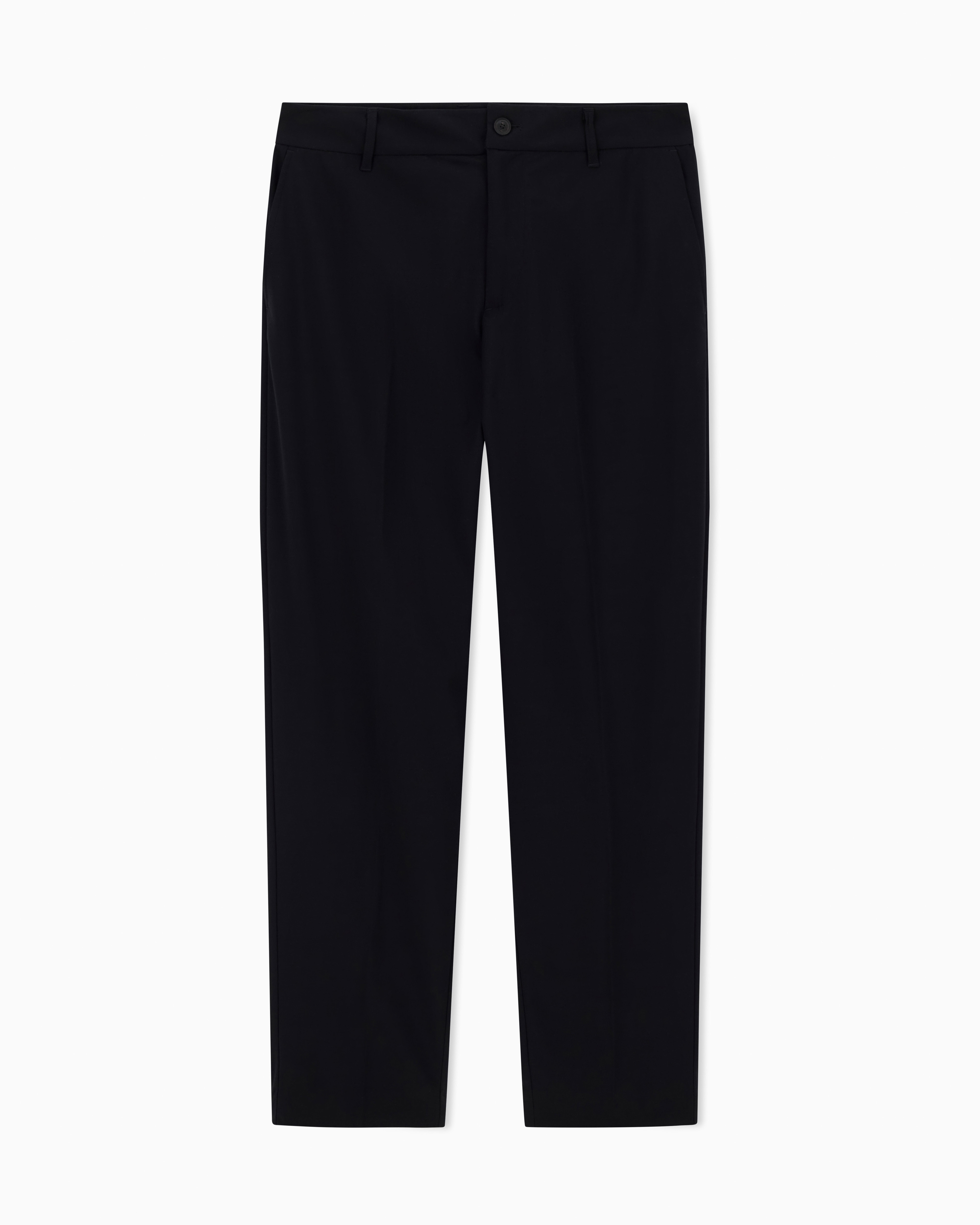 Armani Exchange Black Fabric Chino Trousers In Straight-Cut Wool Blend Icon