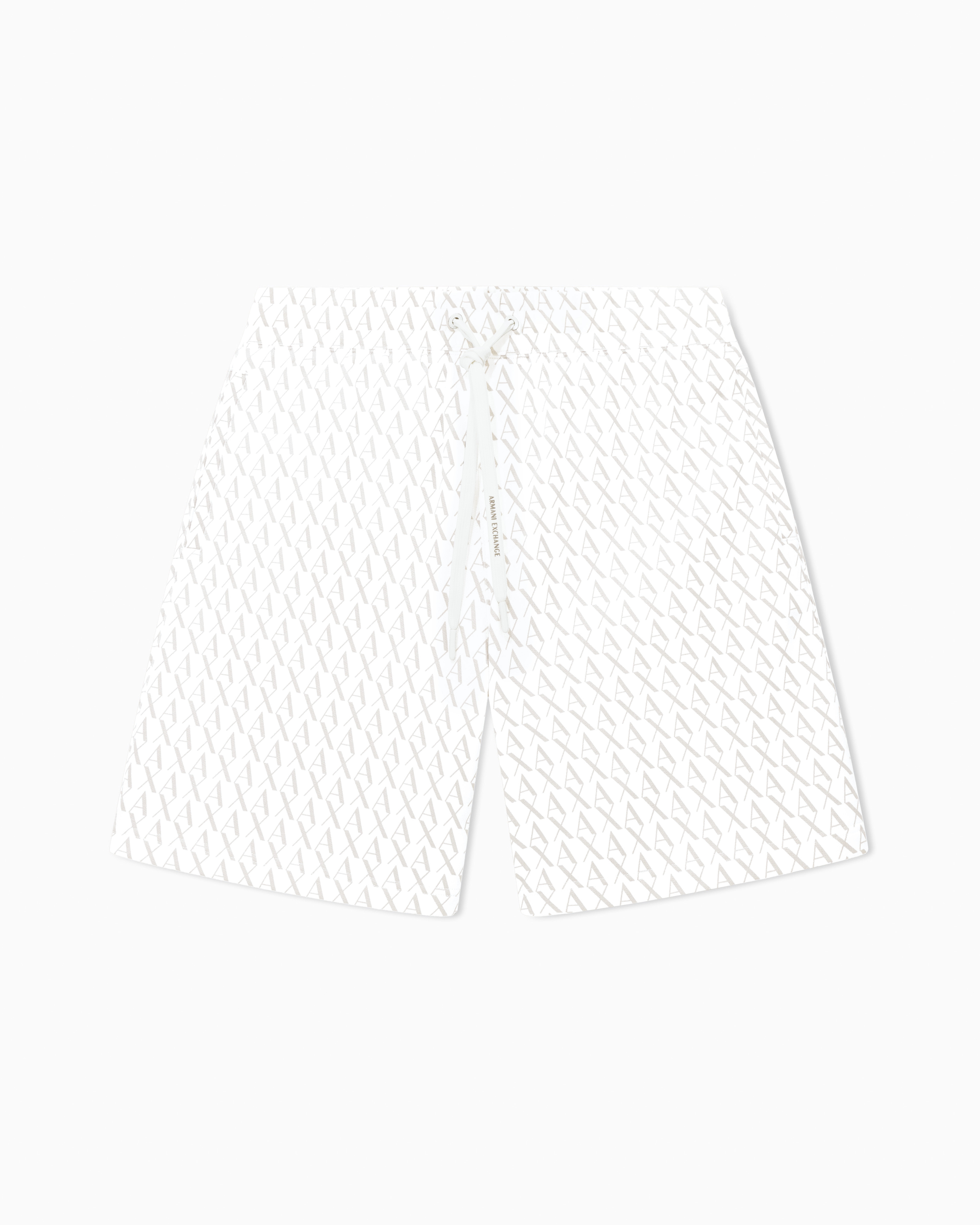 Armani Exchange White Shorts With All-Over Logo Print
