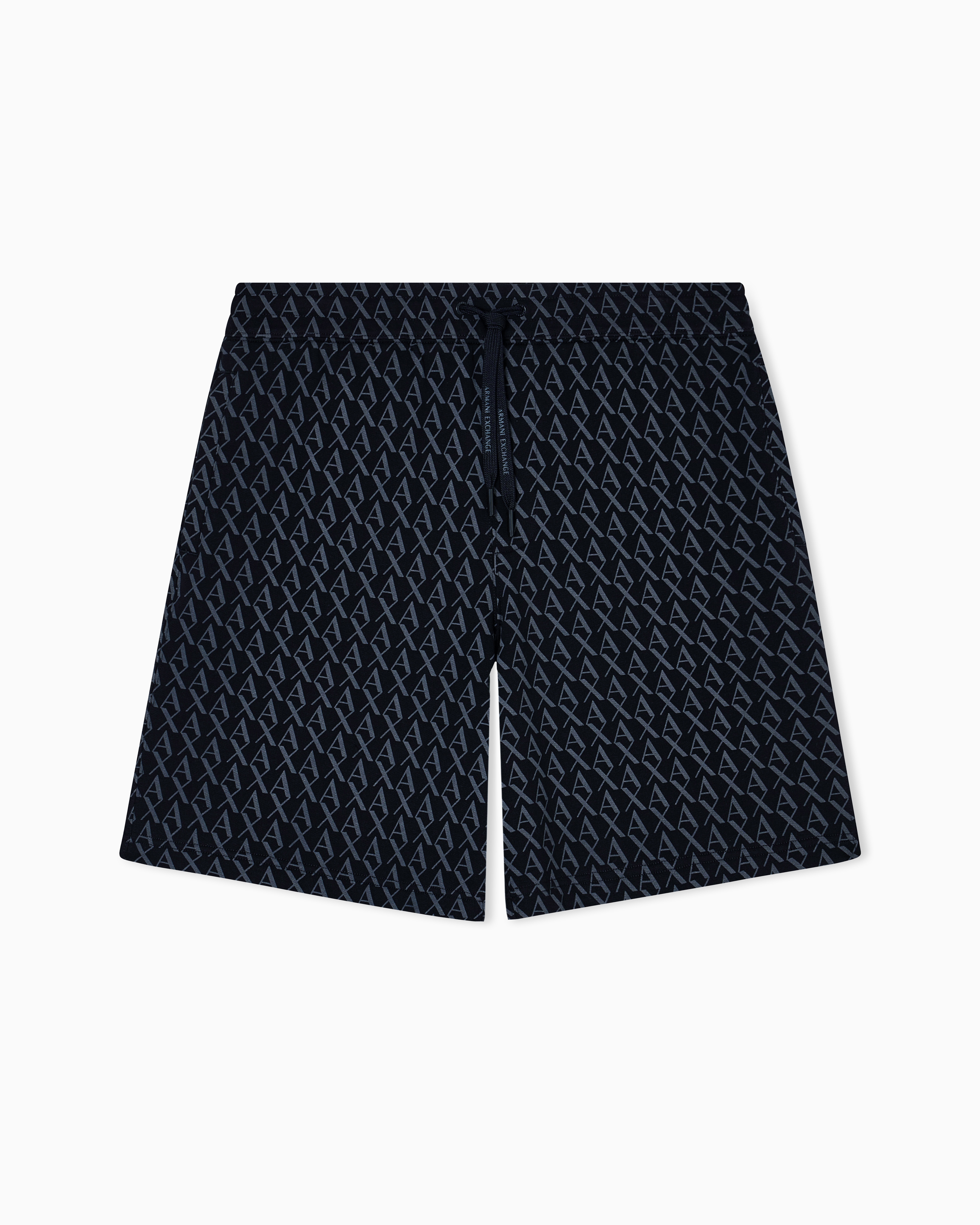 Armani Exchange Black Shorts With All-Over Logo Print
