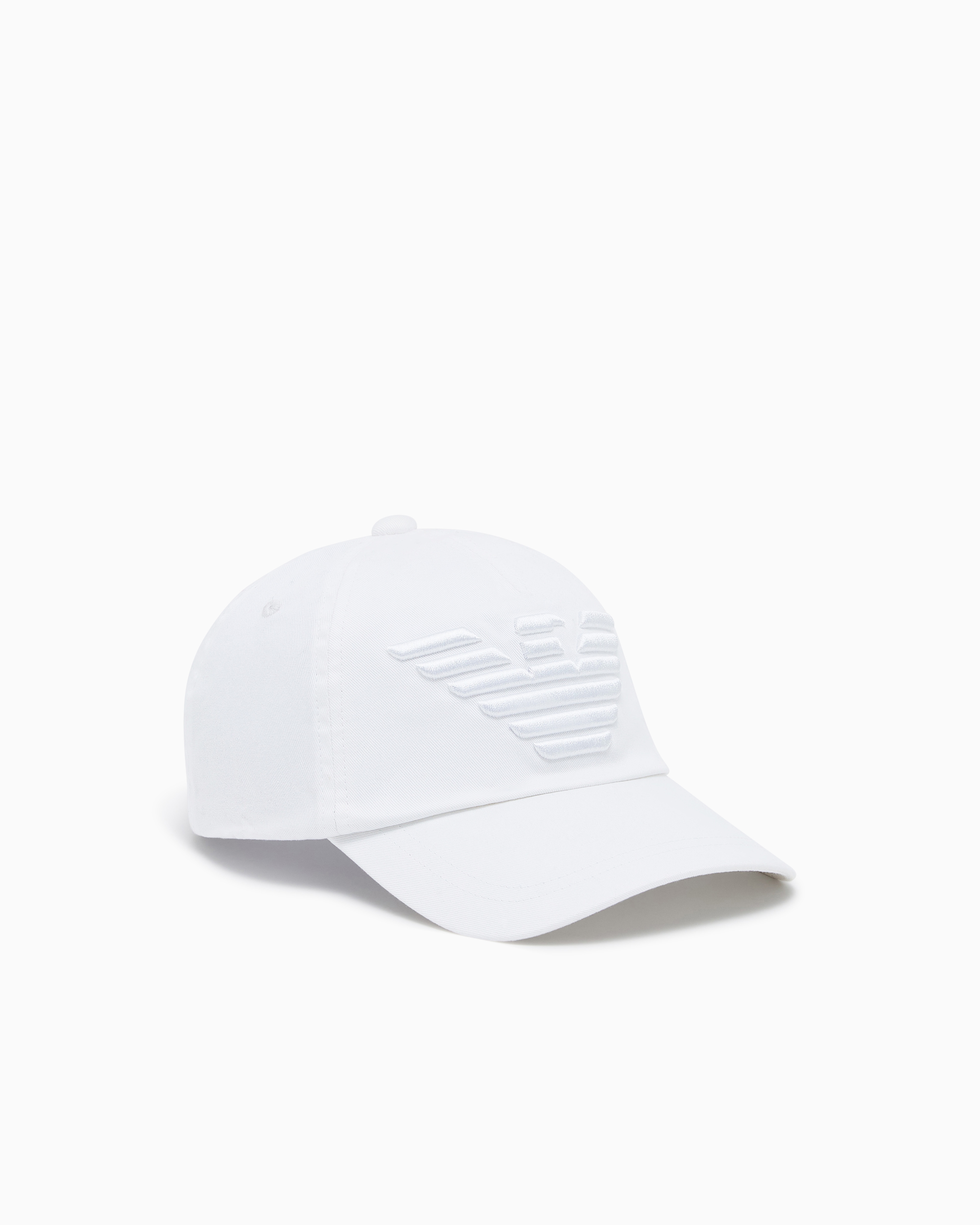Emporio Armani White Outdoor Cap In Cotton With Embroidered Eagle Essential