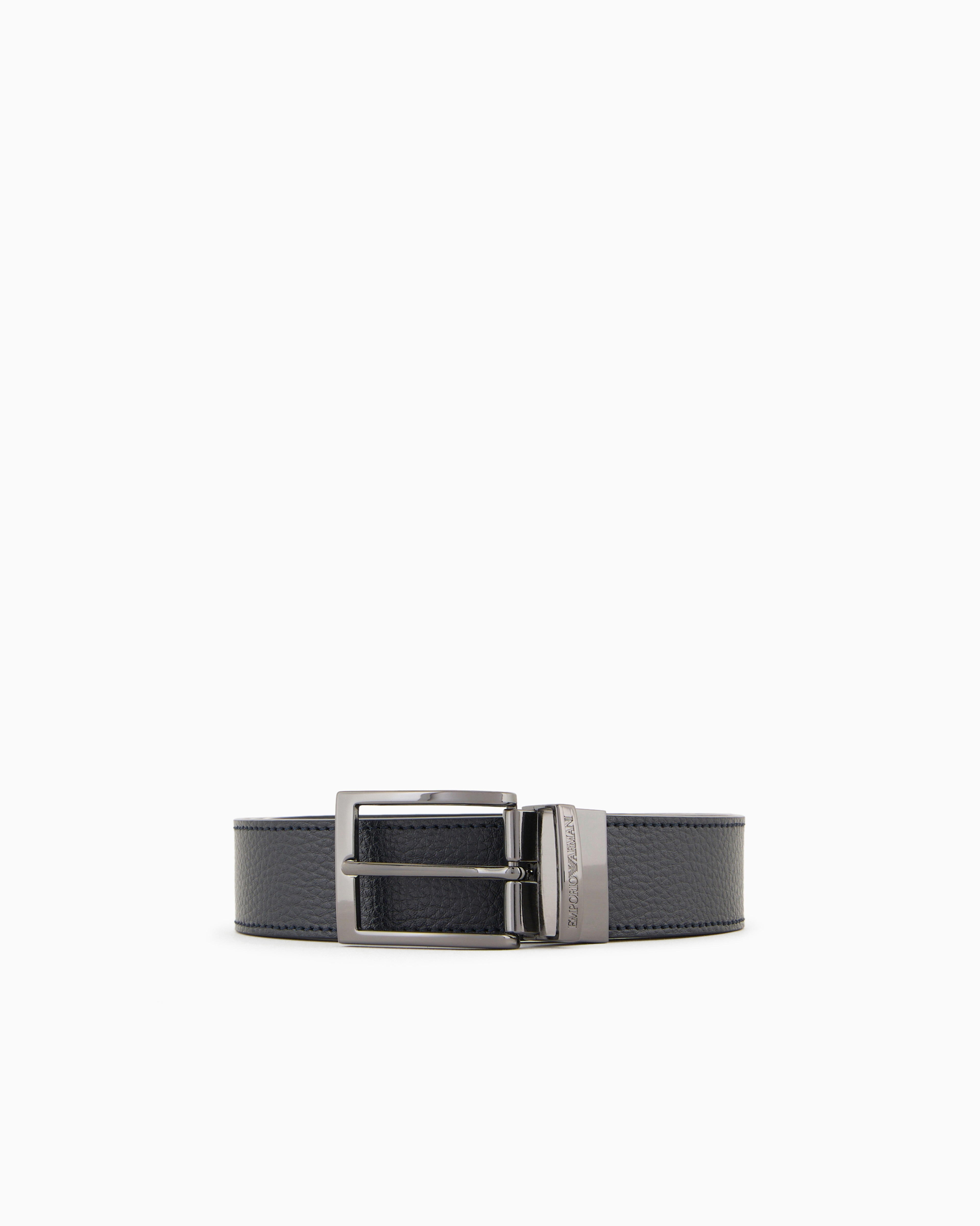 Emporio Armani Blue Palmellato-Leather Printed Reversible Belt