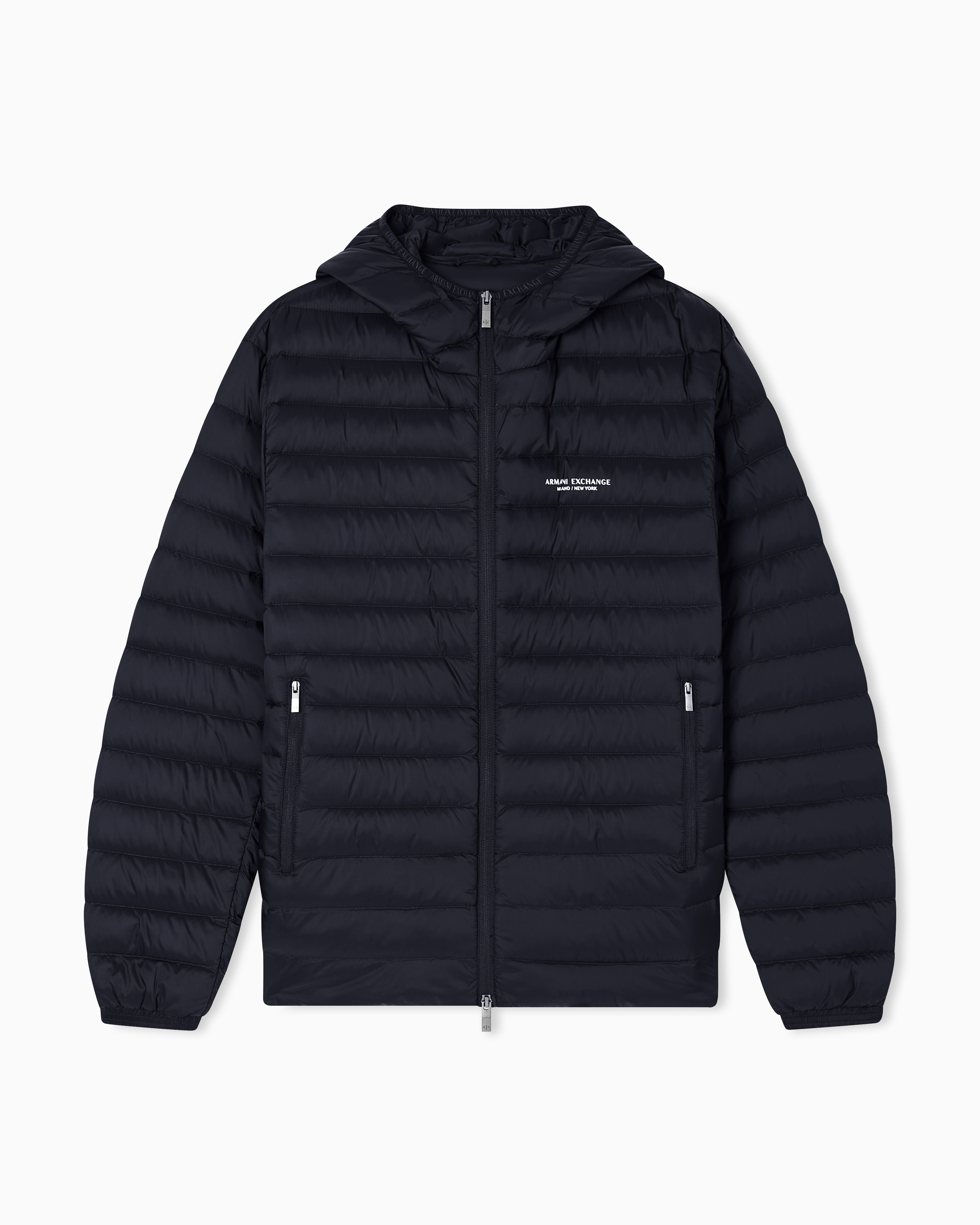 Armani Exchange Black Ultralight Down Jacket In Opaque Nylon