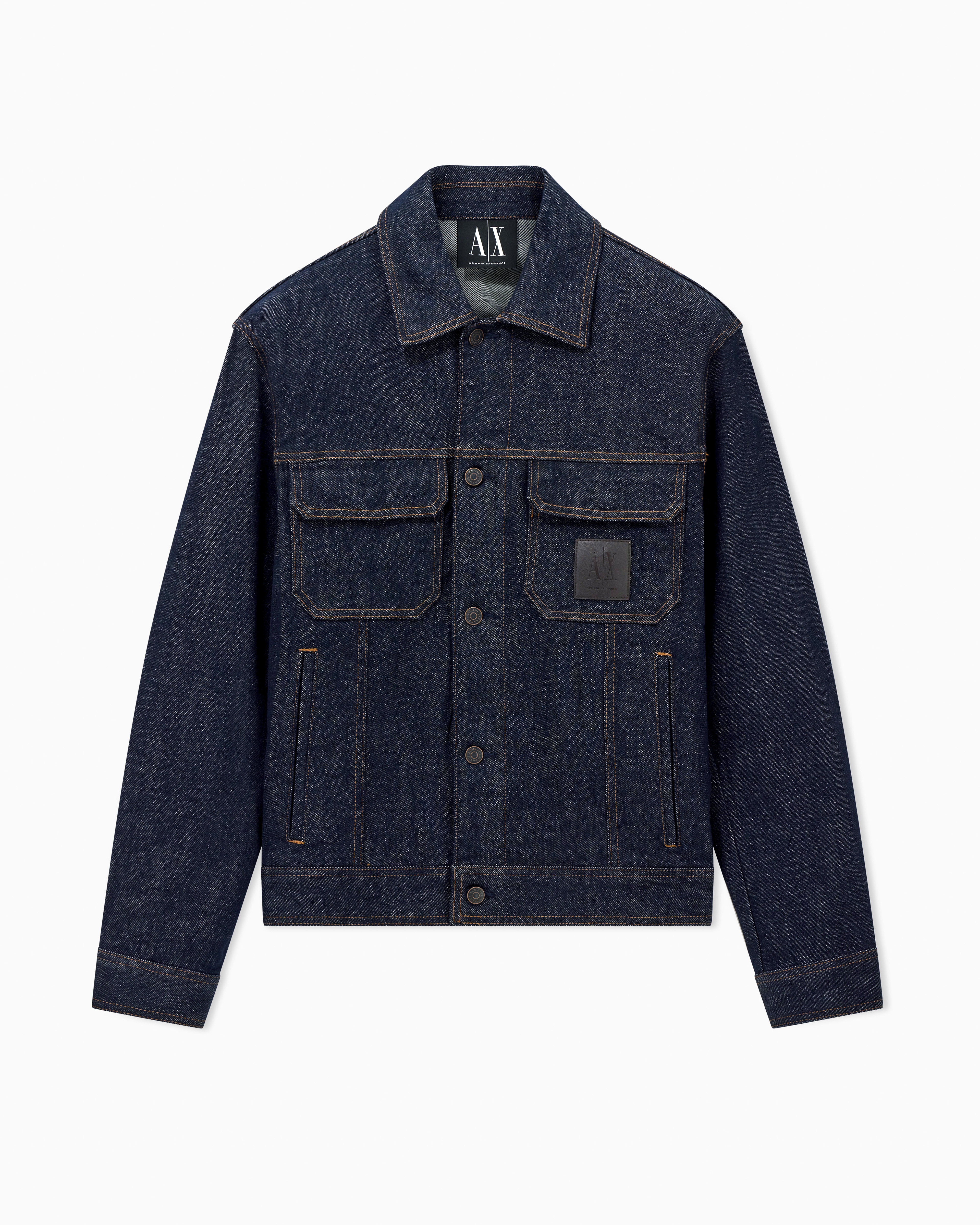 Armani Exchange Blue Stretch Denim Jacket