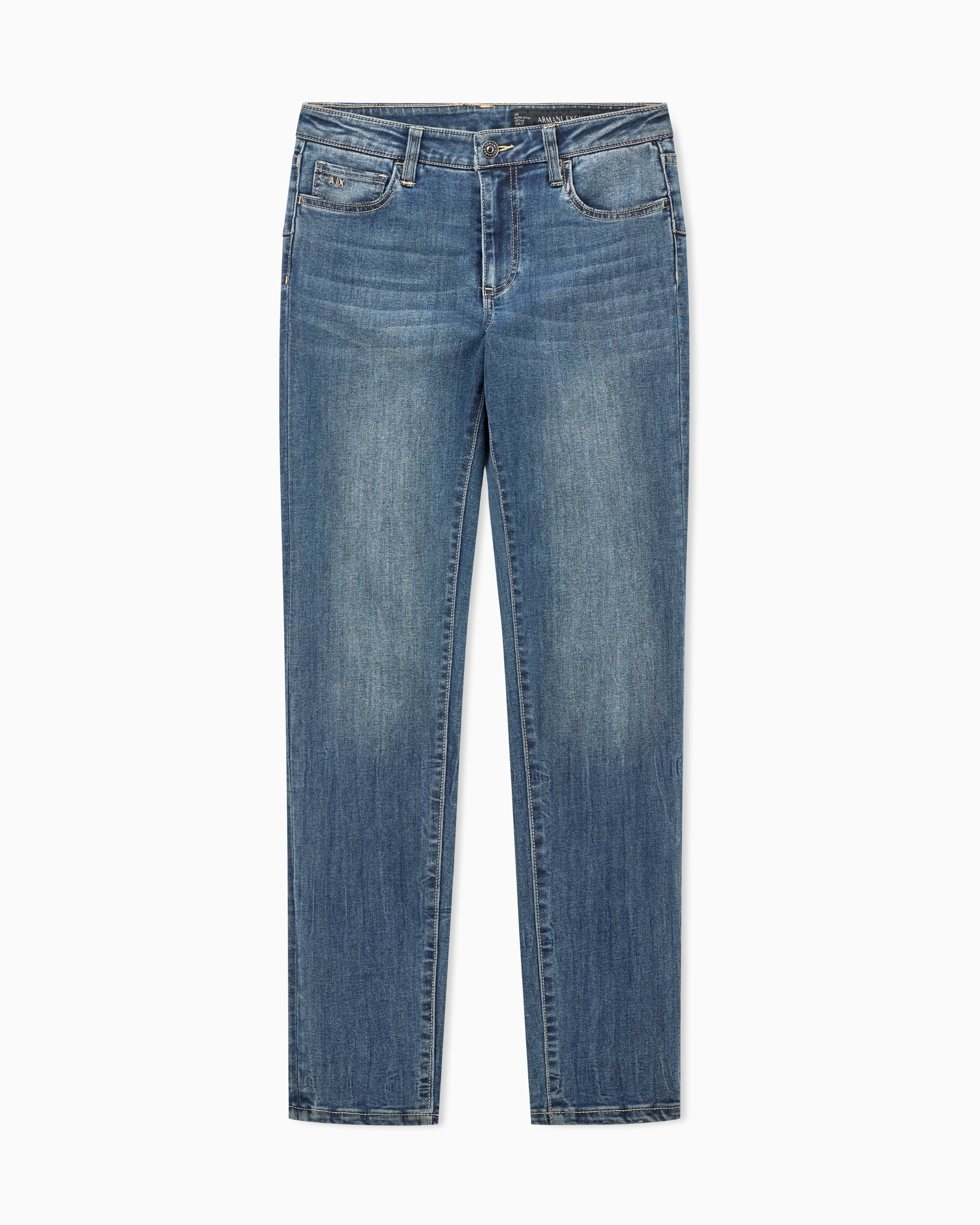 Armani Exchange Blue Denim Jeans In Skinny Stretch Cotton