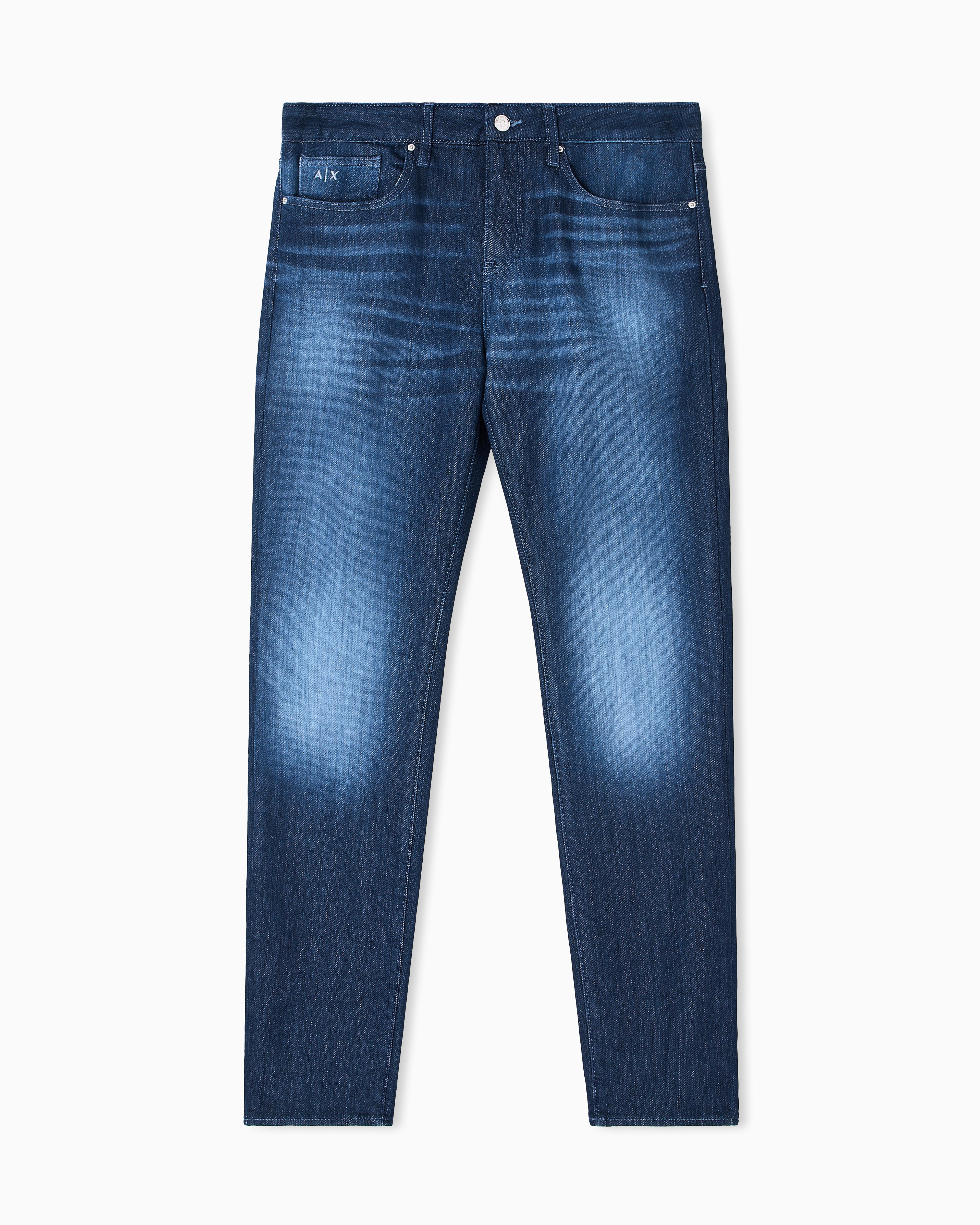 Armani Exchange Blue Denim Jeans In A Slim Fit With Five Pockets Essential Denim