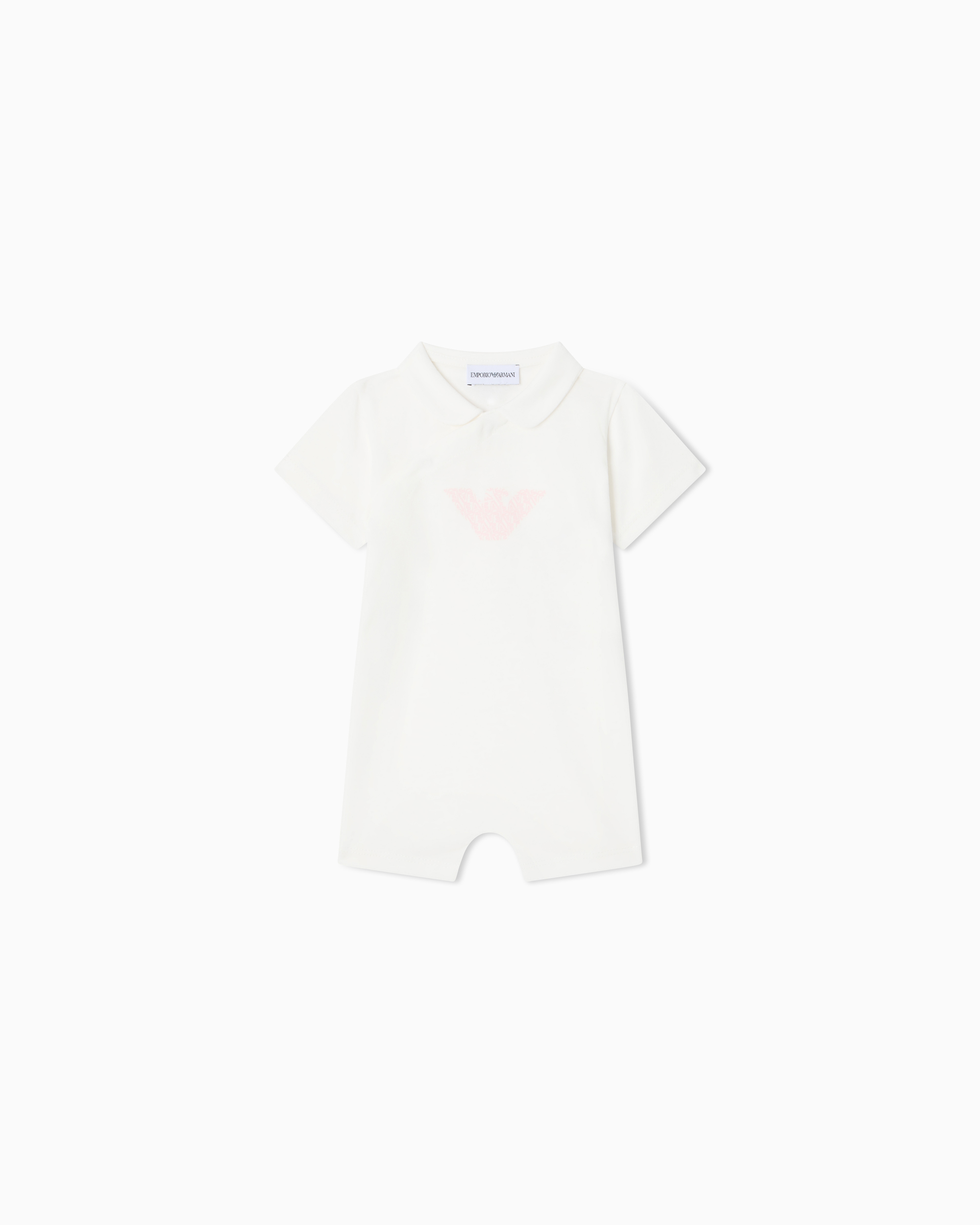 Emporio Armani Pink Jersey Playsuit With Eagle Pattern