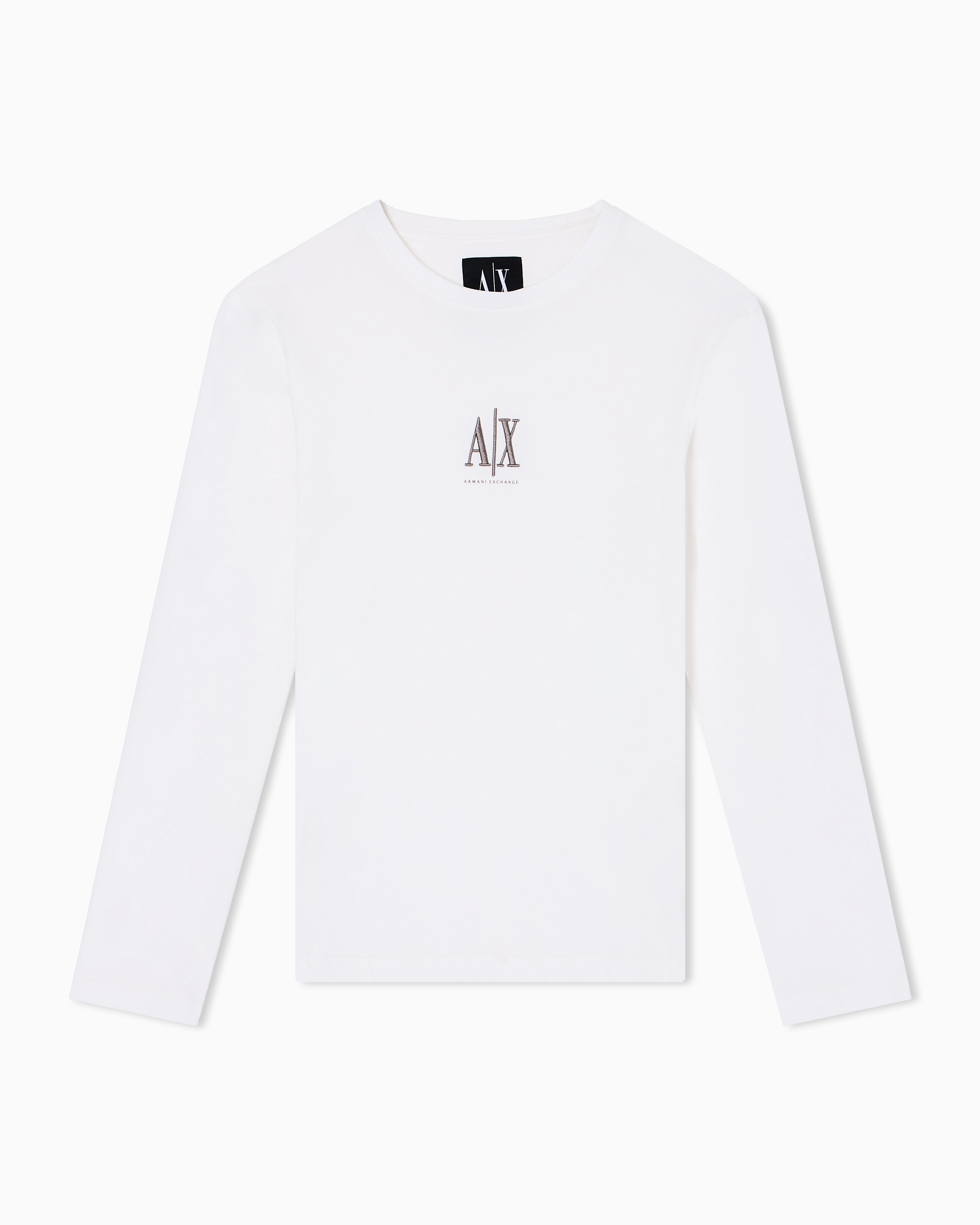 Armani Exchange White Long-Sleeved Cotton Jersey T-Shirt