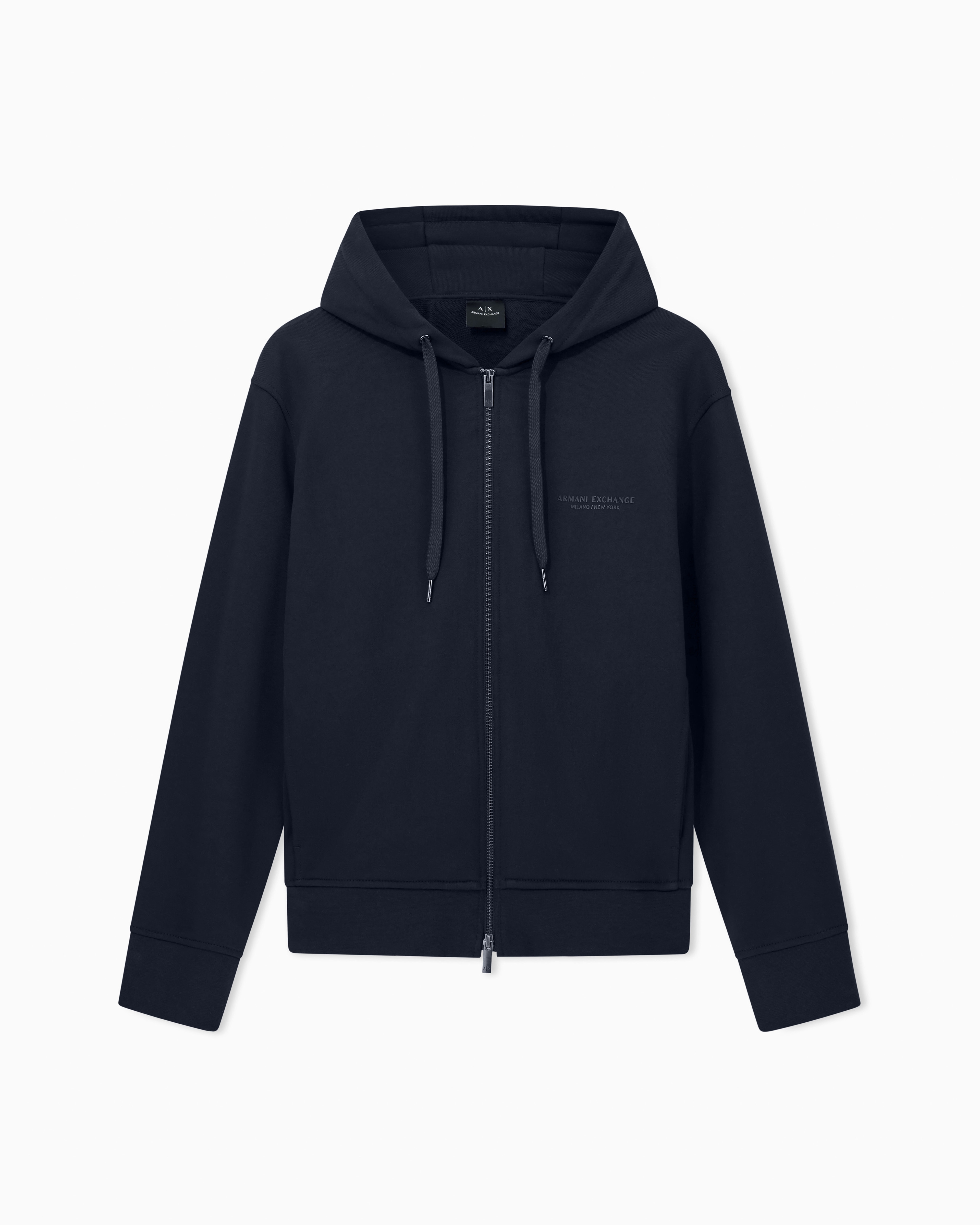 Armani Exchange Navy Blue Regular Fit Sweatshirt In Cotton French Terry