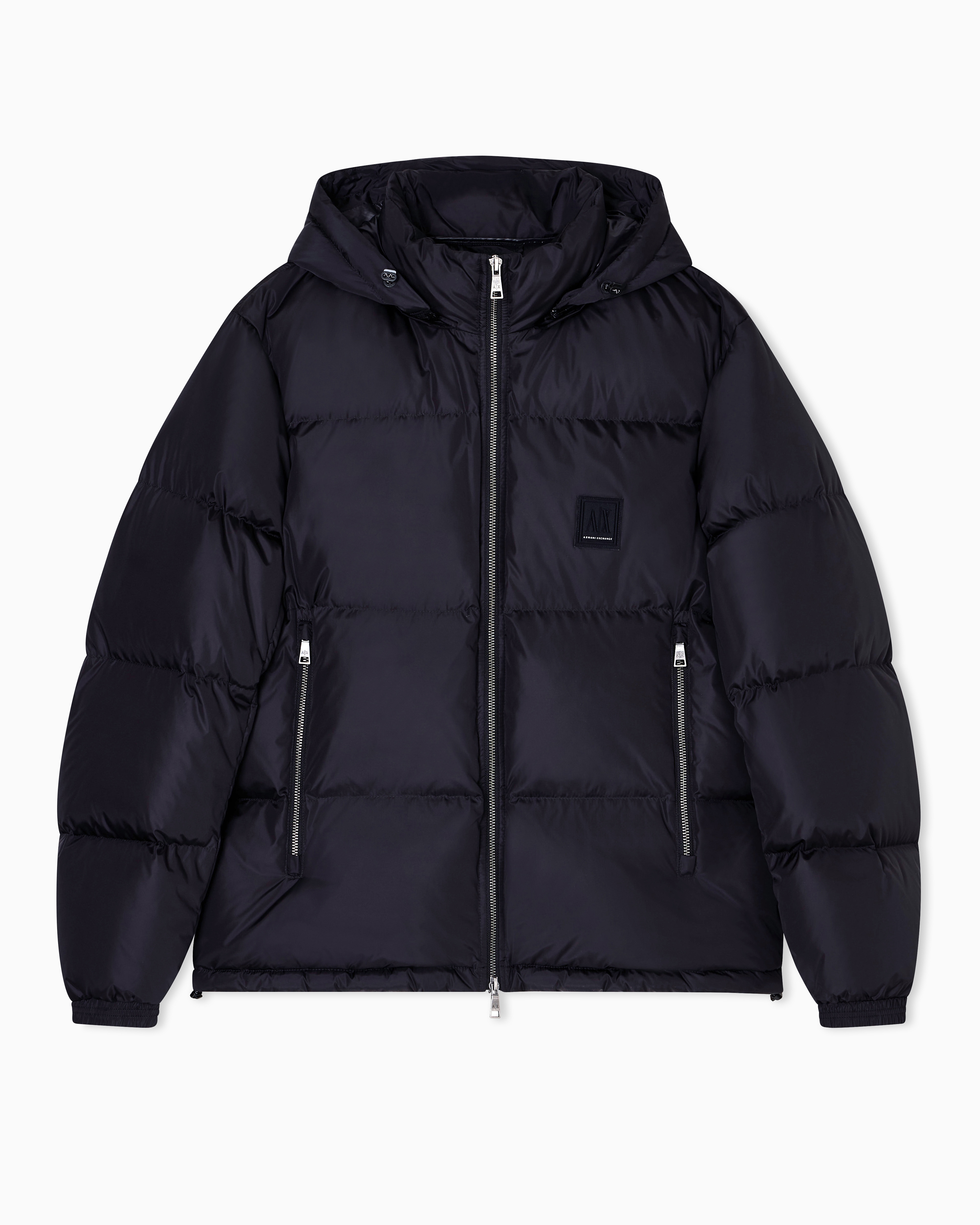 Armani Exchange Black Ultralight Down Jacket In Shiny Nylon