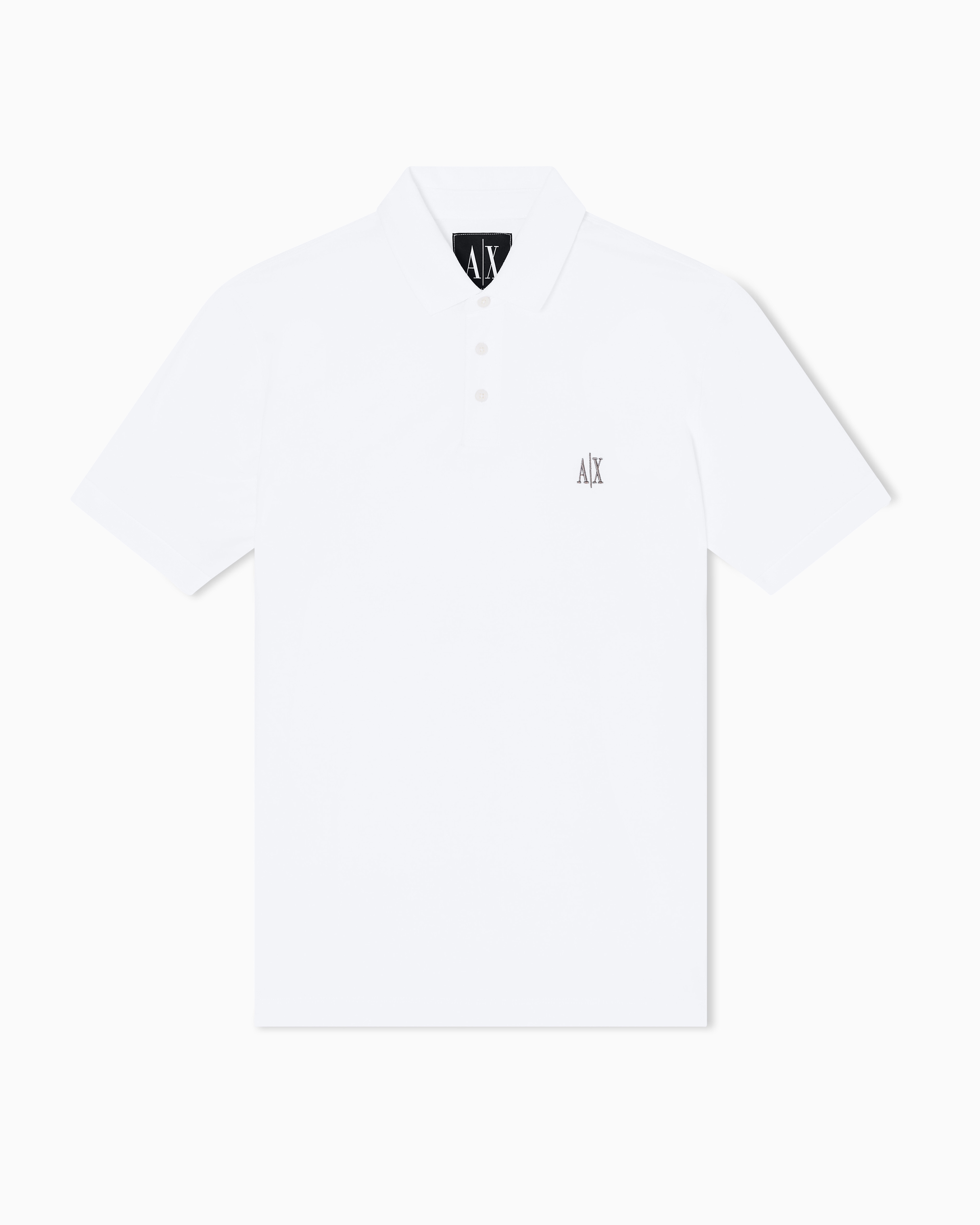 Armani Exchange White Short-Sleeved Polo Shirt In Cotton Piquet