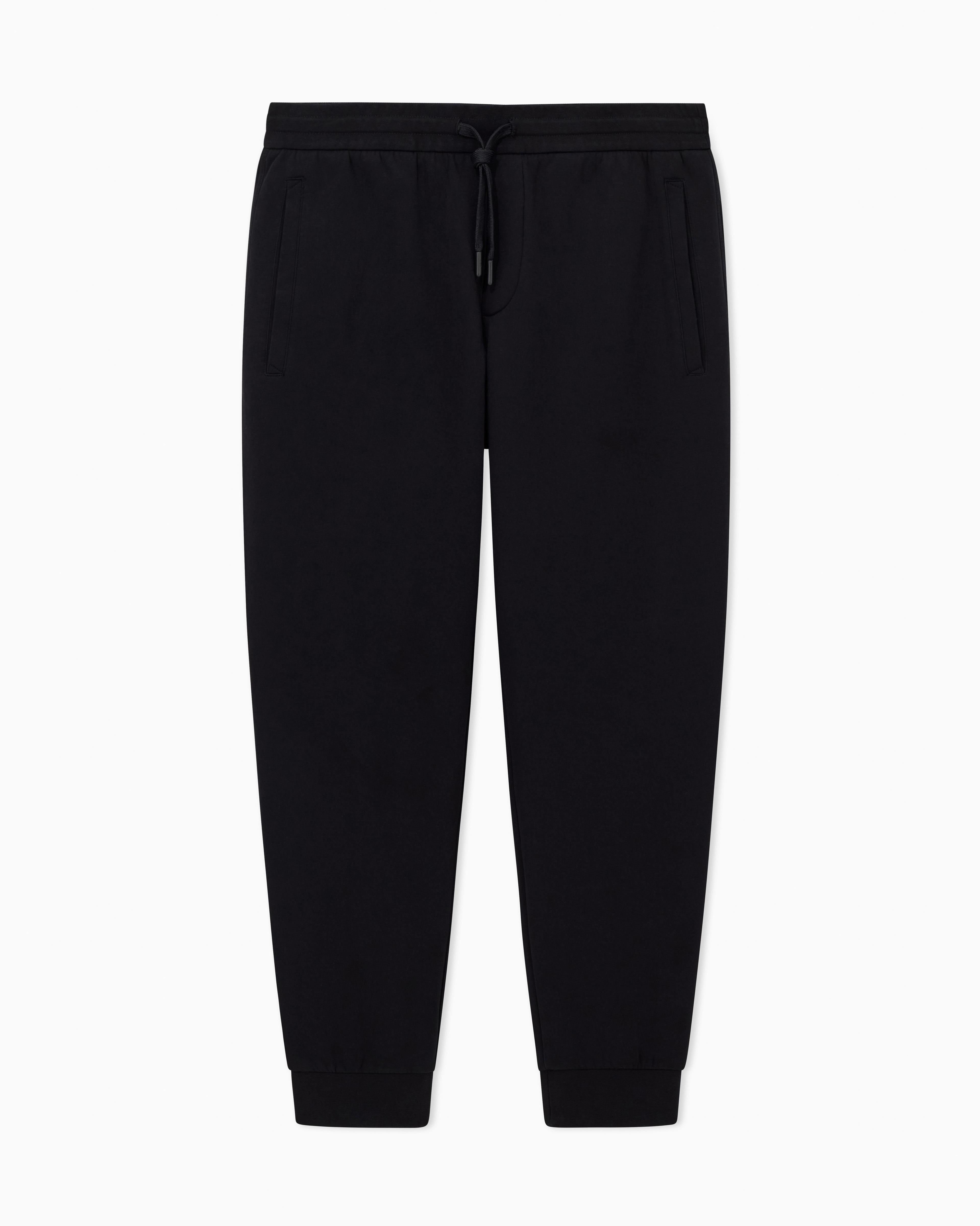 Armani Exchange Black Fabric Jogger Pants In Bonded Stretch Cotton Icon