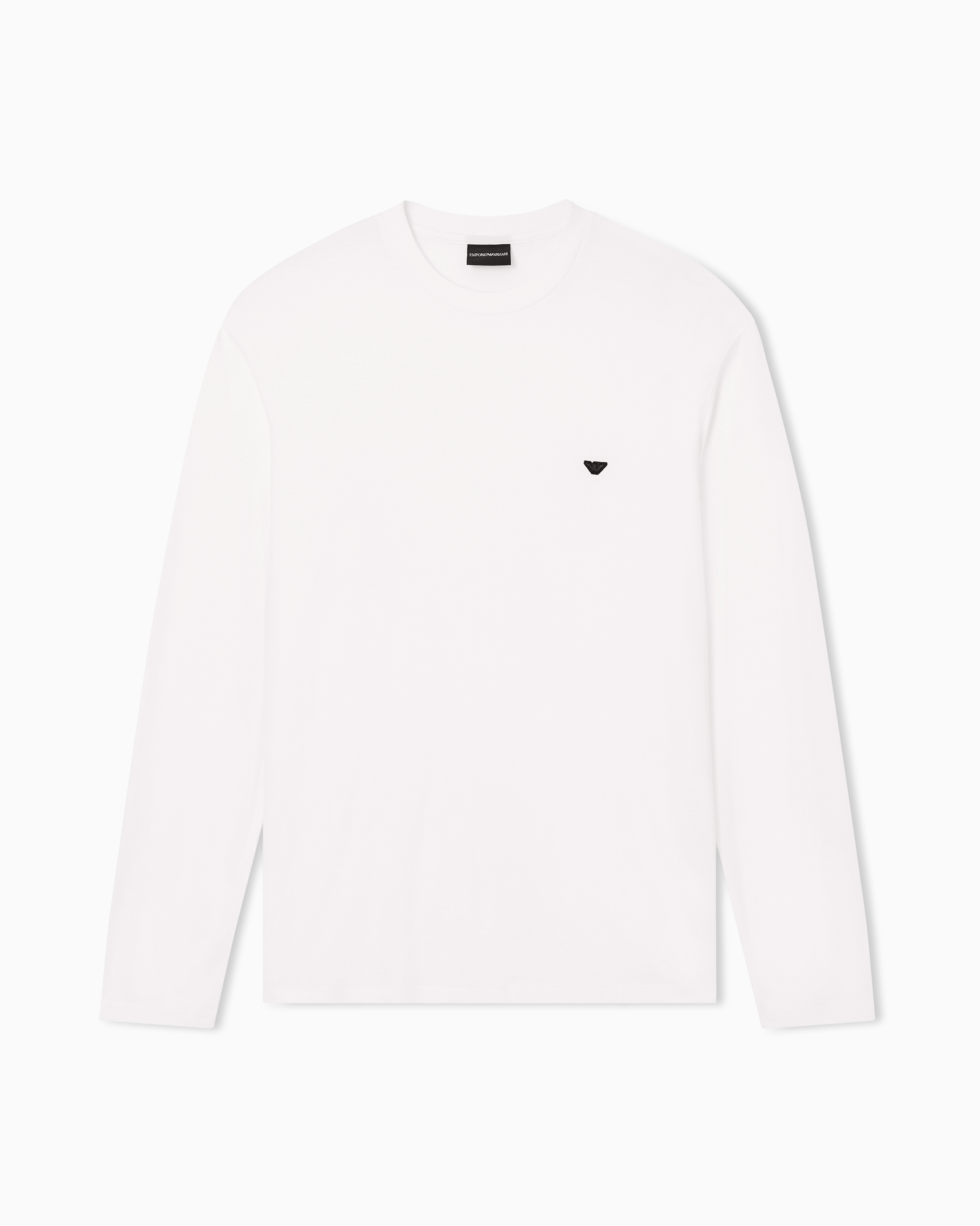 Emporio Armani Men's White Lyocell-Blend Jersey Jumper With Embossed Eagle Embroidery