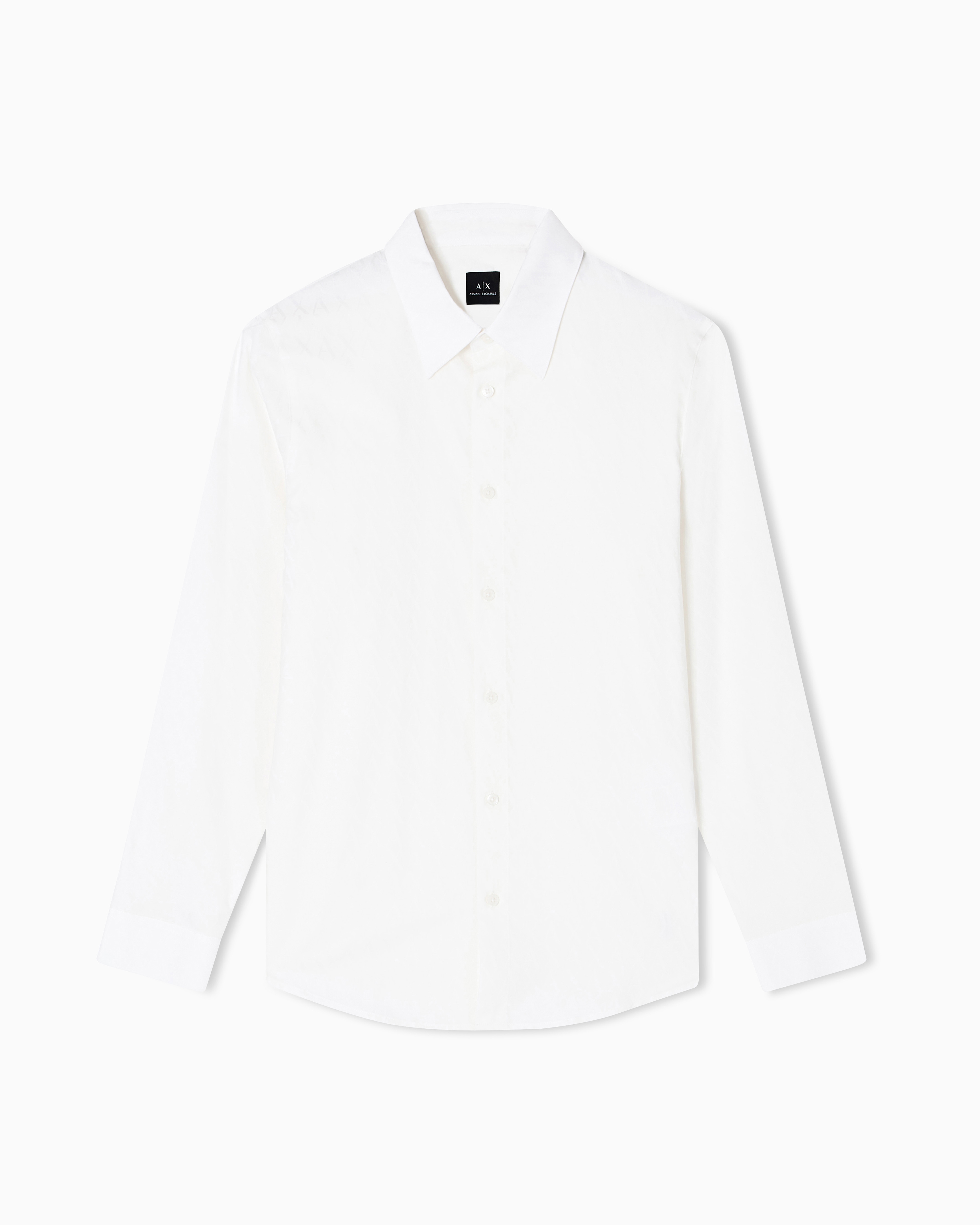 Armani Exchange White Jacquard Shirt In Regular Fit Cotton