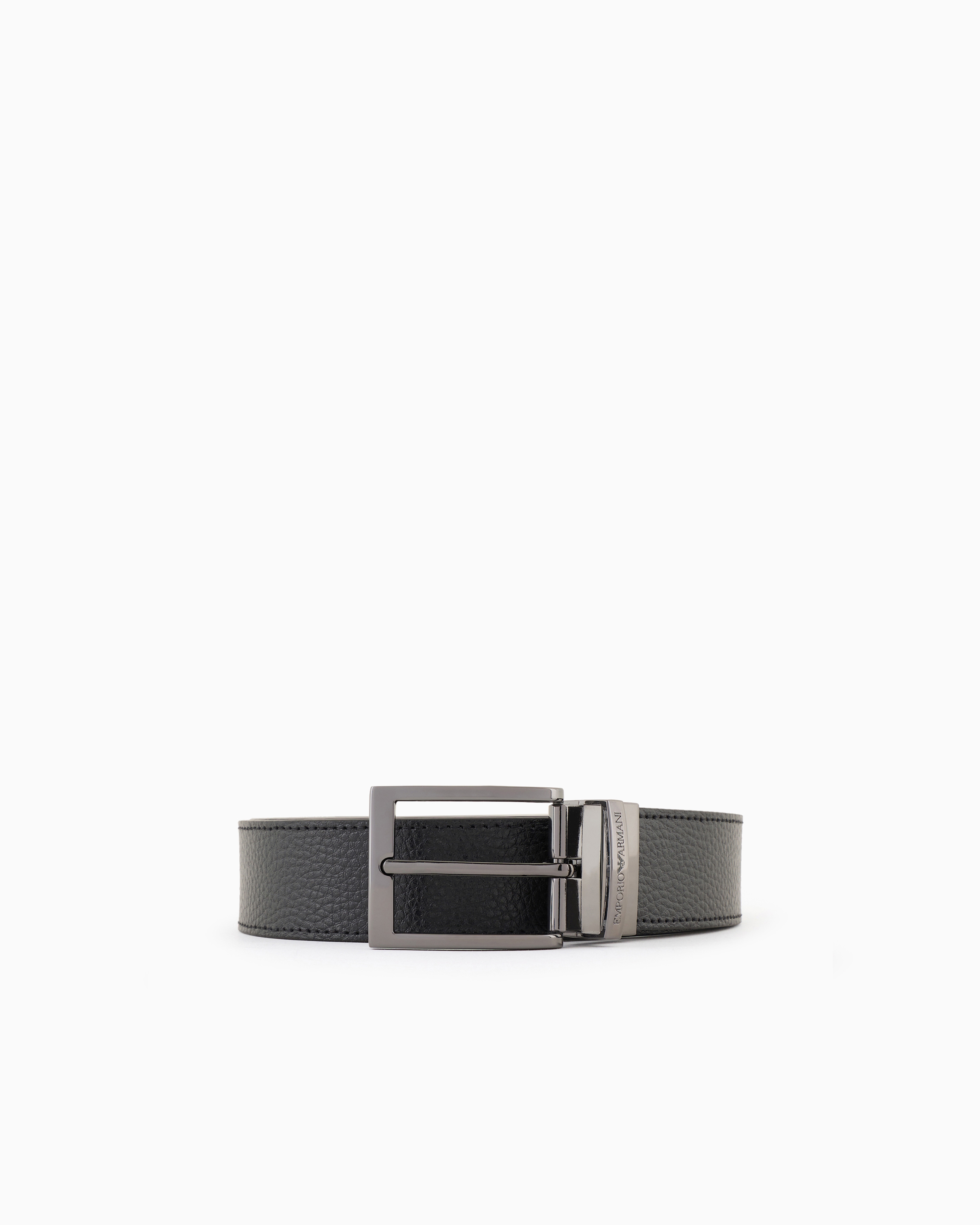 Emporio Armani Black Palmellato-Leather Printed Reversible Belt