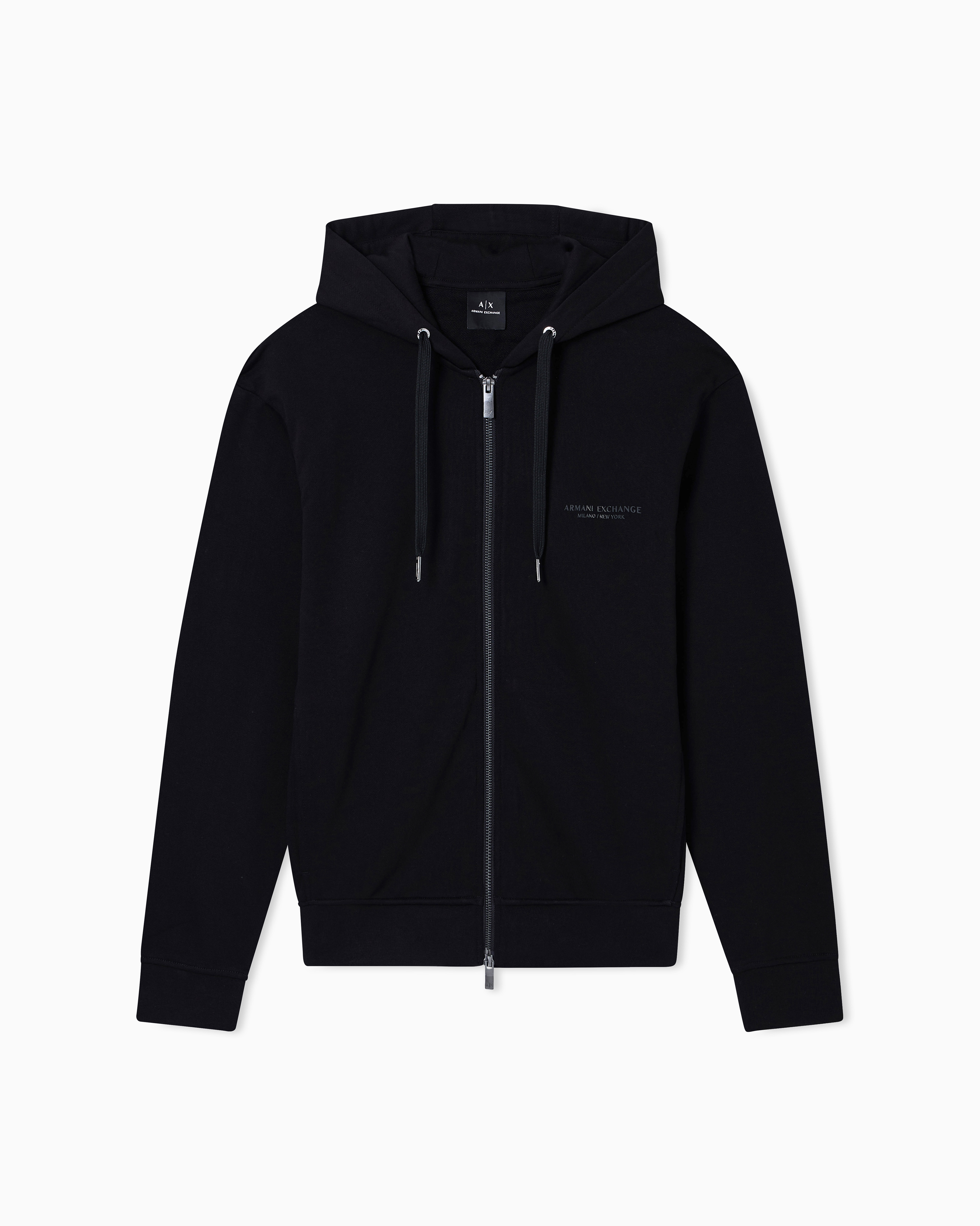 Armani Exchange Black Basic Zip-Up Hoodie