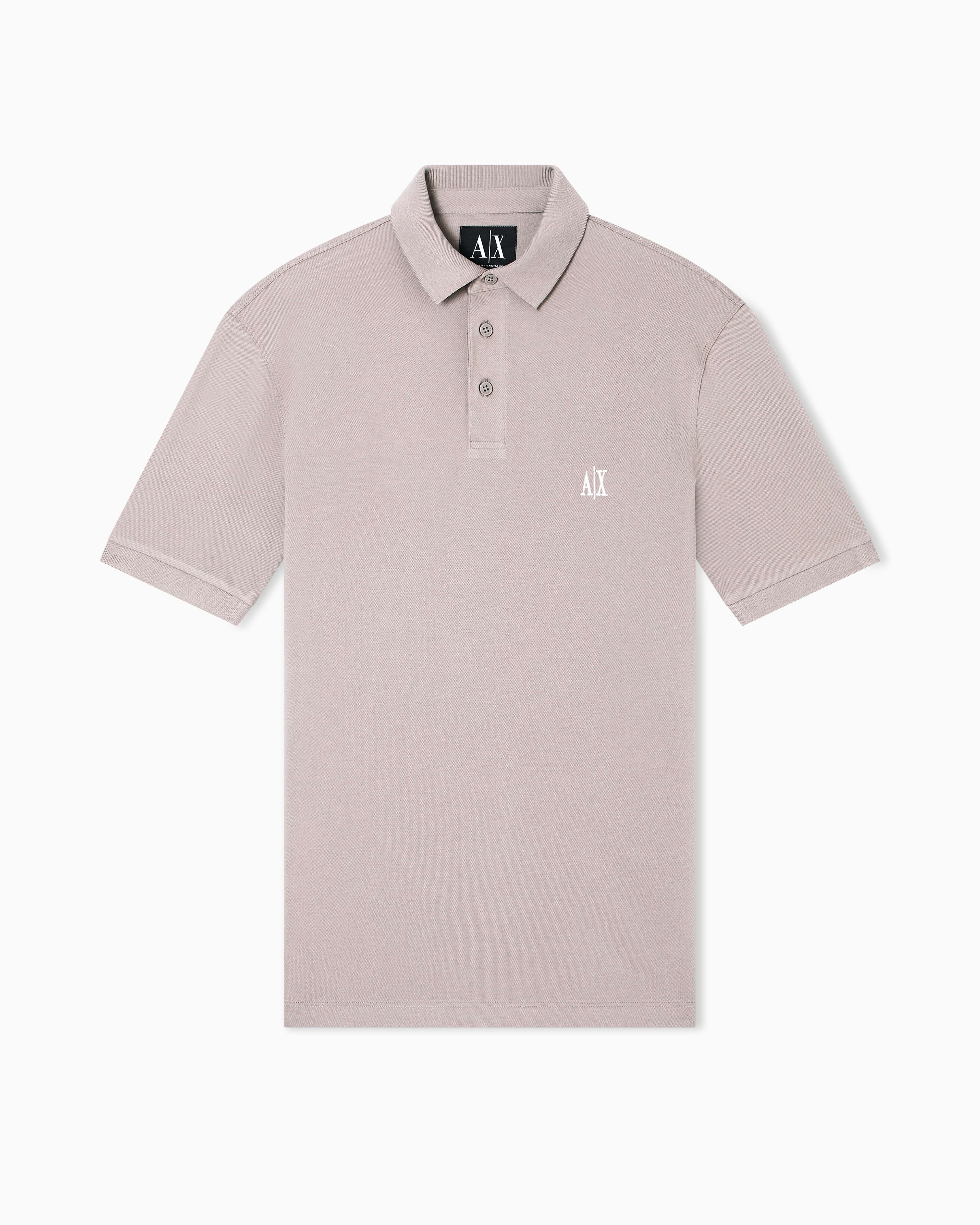 Armani Exchange Beige Short-Sleeved Polo Shirt In Cotton Piquet