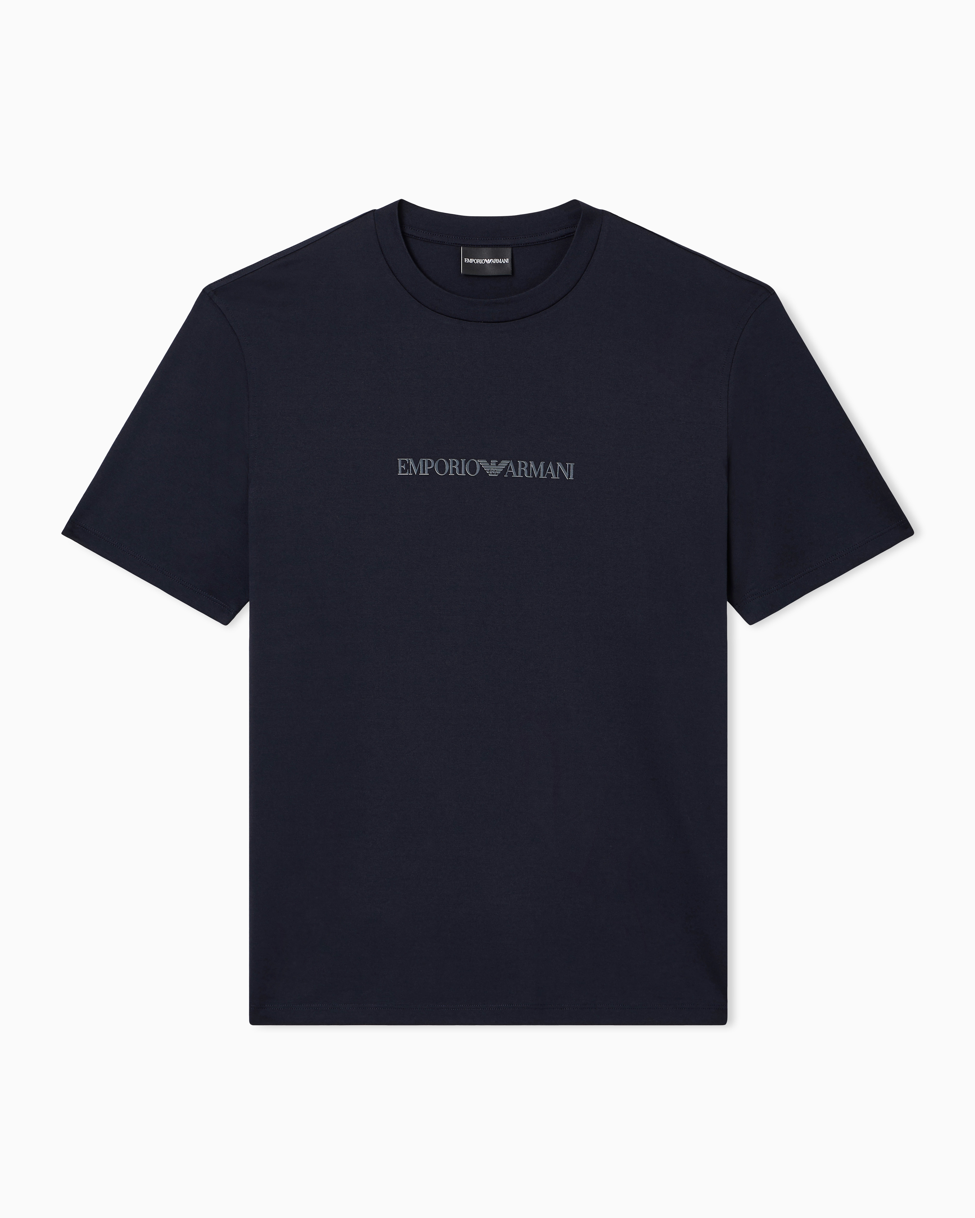 Emporio Armani Navy Blue T-Shirt Essential In Slim Fit Pima Cotton Jersey
