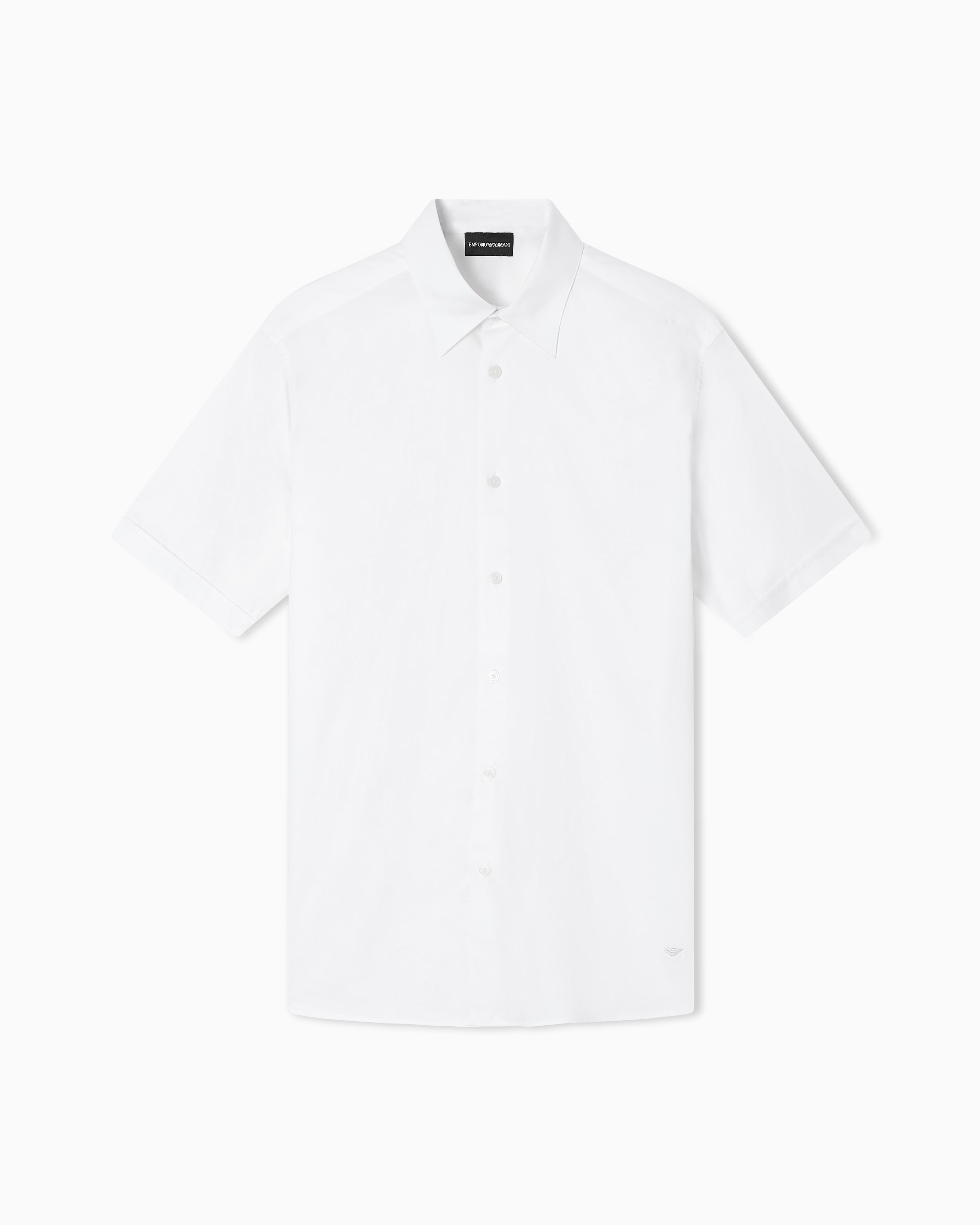 Emporio Armani White Short-Sleeved Shirt In Stretch Pima Cotton