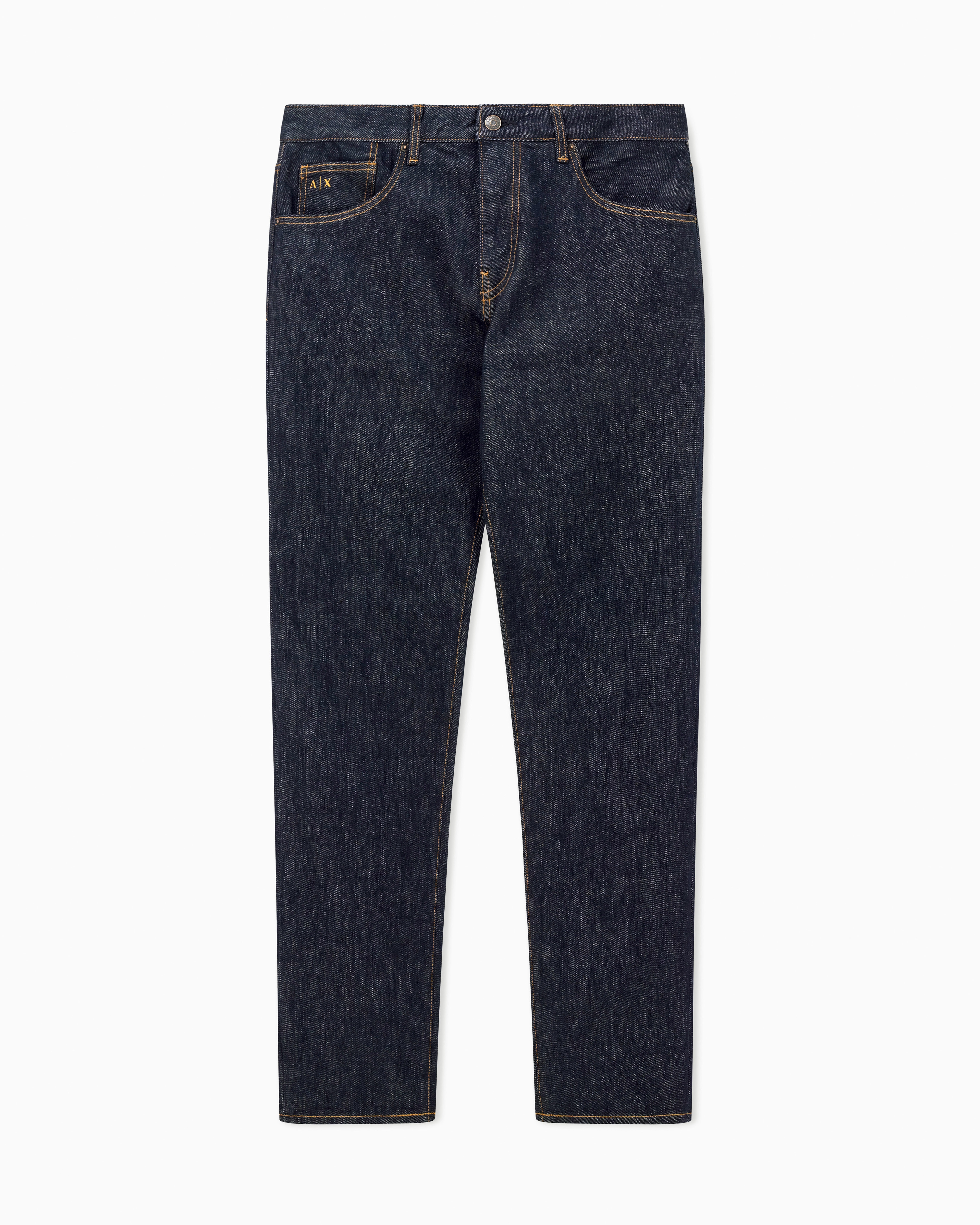 Armani Exchange Men's Blue Jeans With Contrasting Stitching In Stretch Cotton Icon