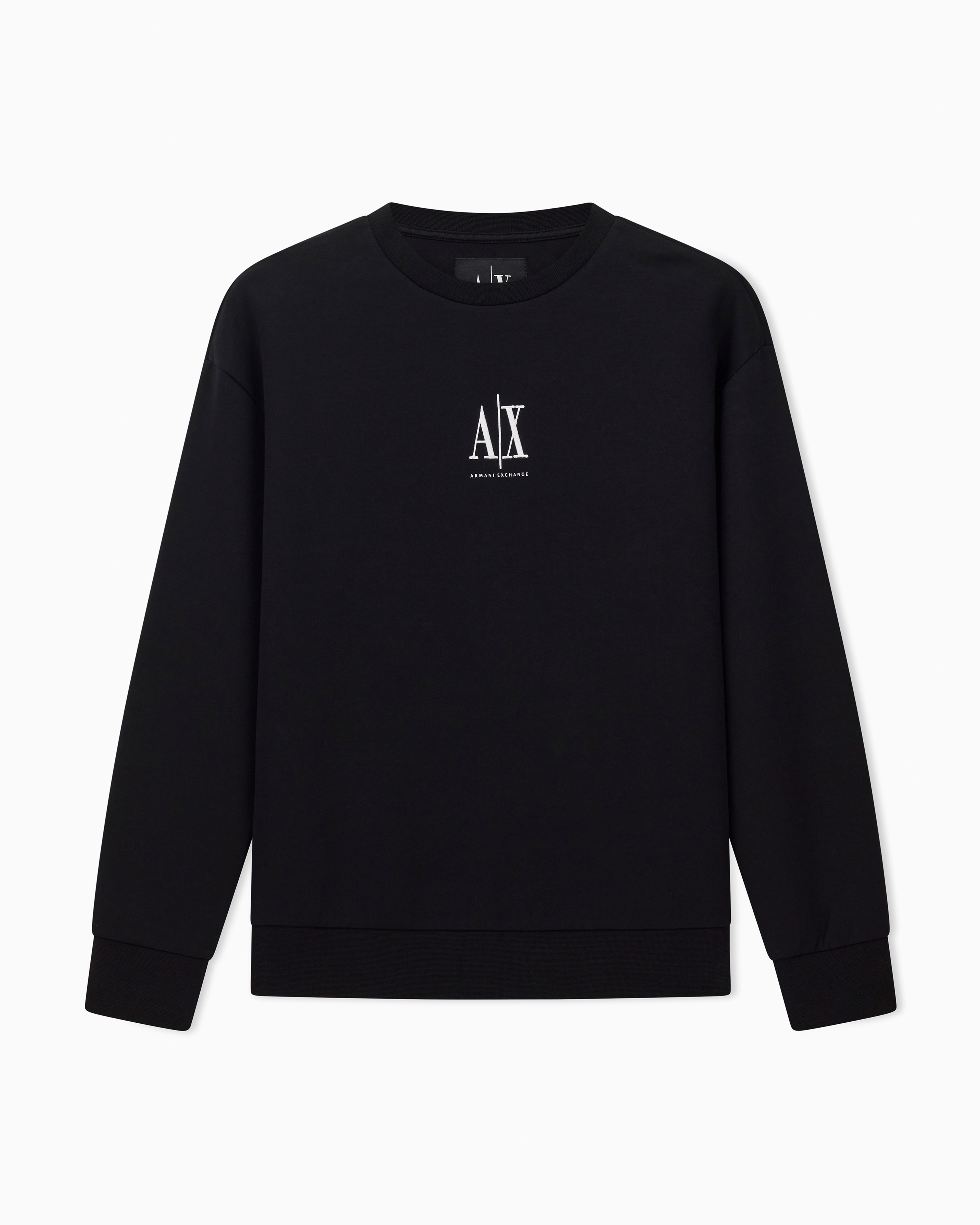 Armani Exchange Black Bonded Stretch Sweatshirt With Logo