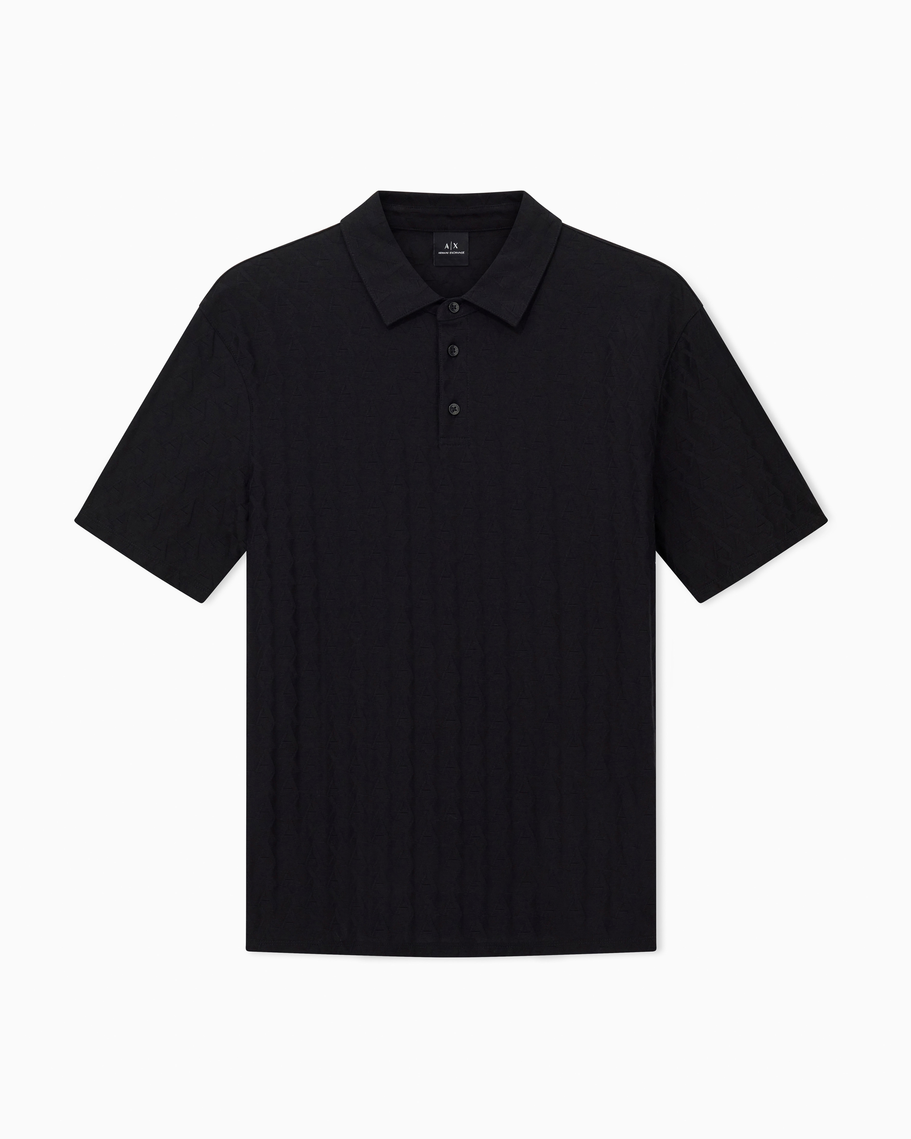 Armani Exchange Men's Black Regular Fit Polo Shirt In Mercerized Cotton