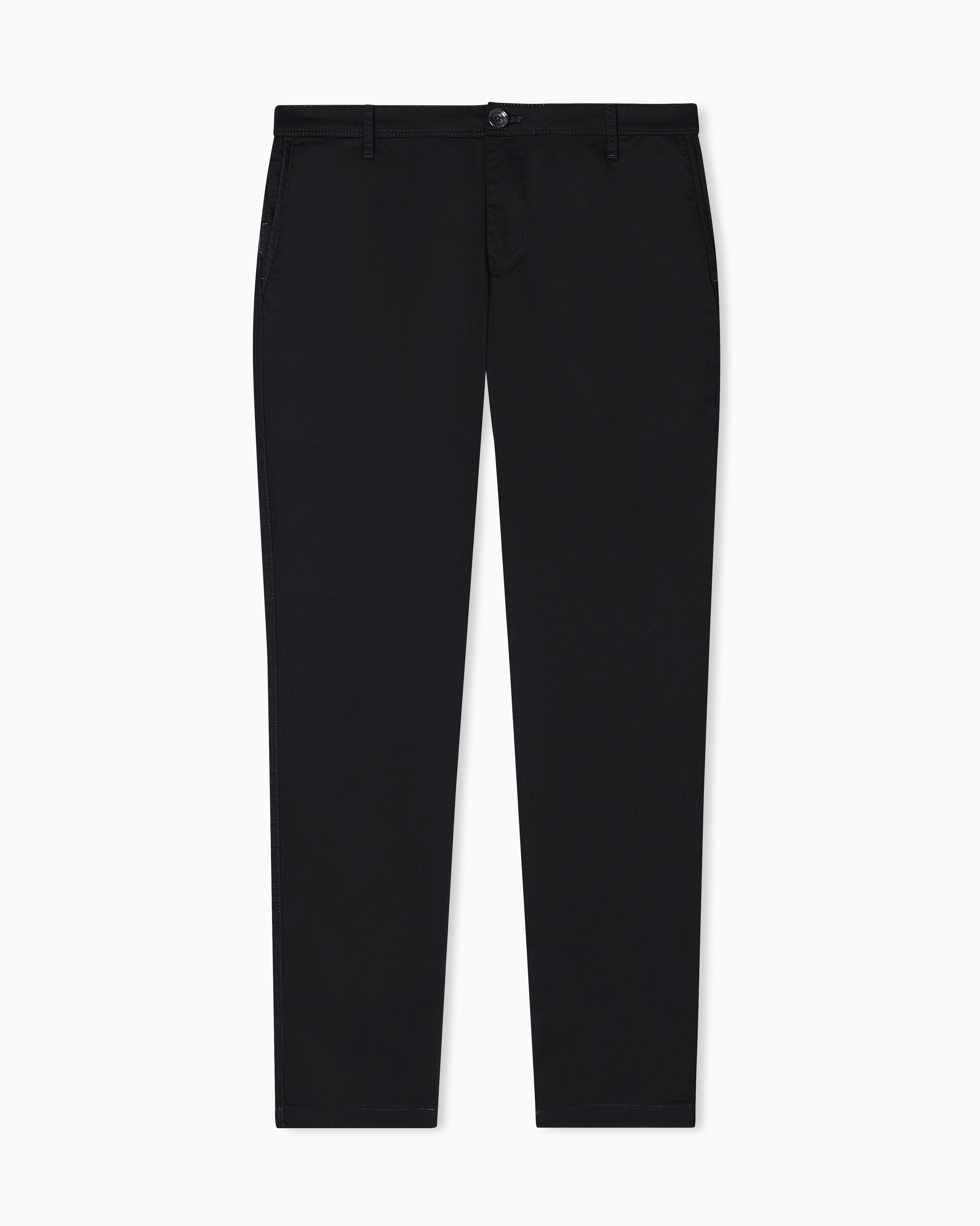 Armani Exchange Men's Black Stretch Chinos In Cotton Satin
