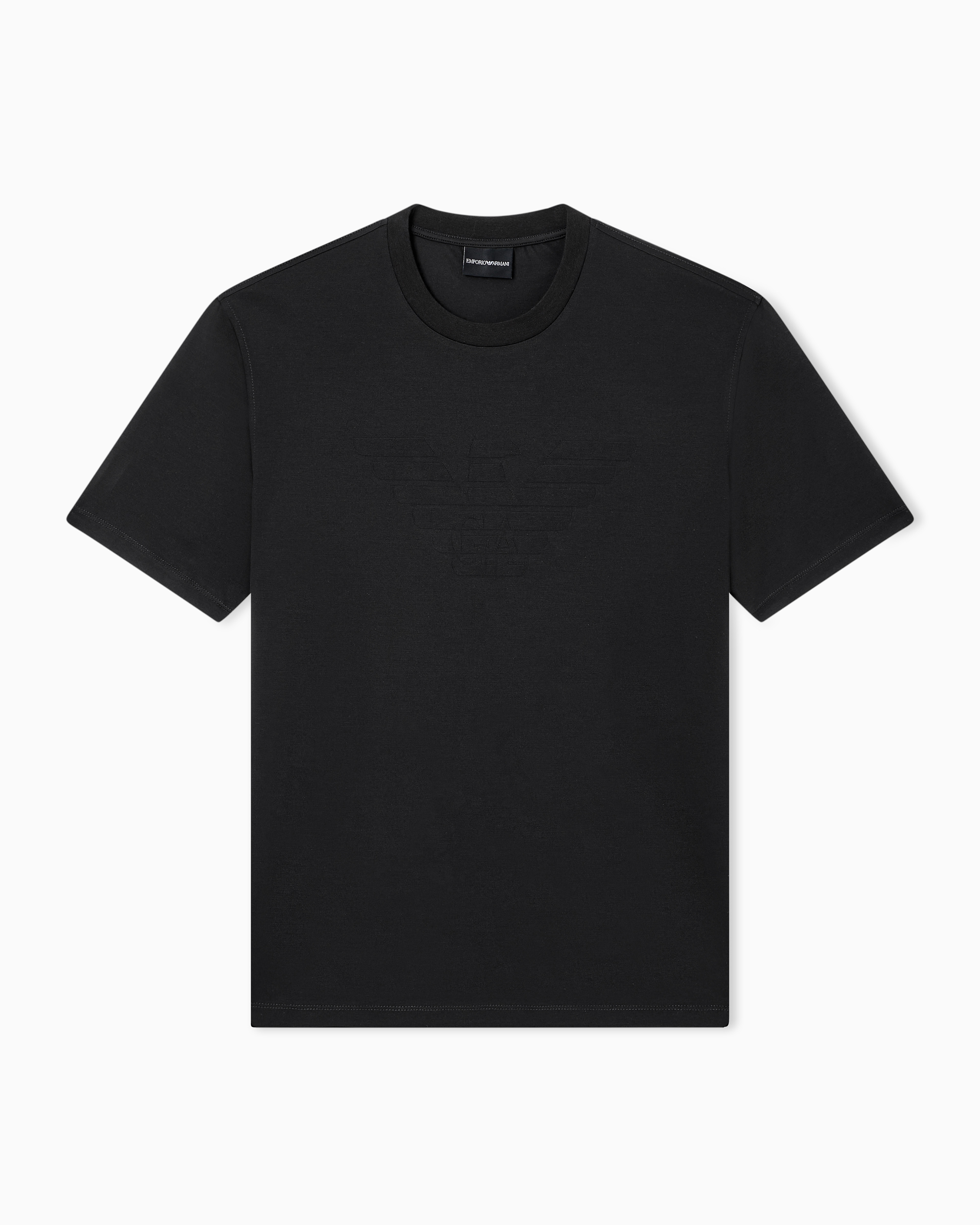 Emporio Armani Black Jersey T-Shirt With Matching Intarsia Logo