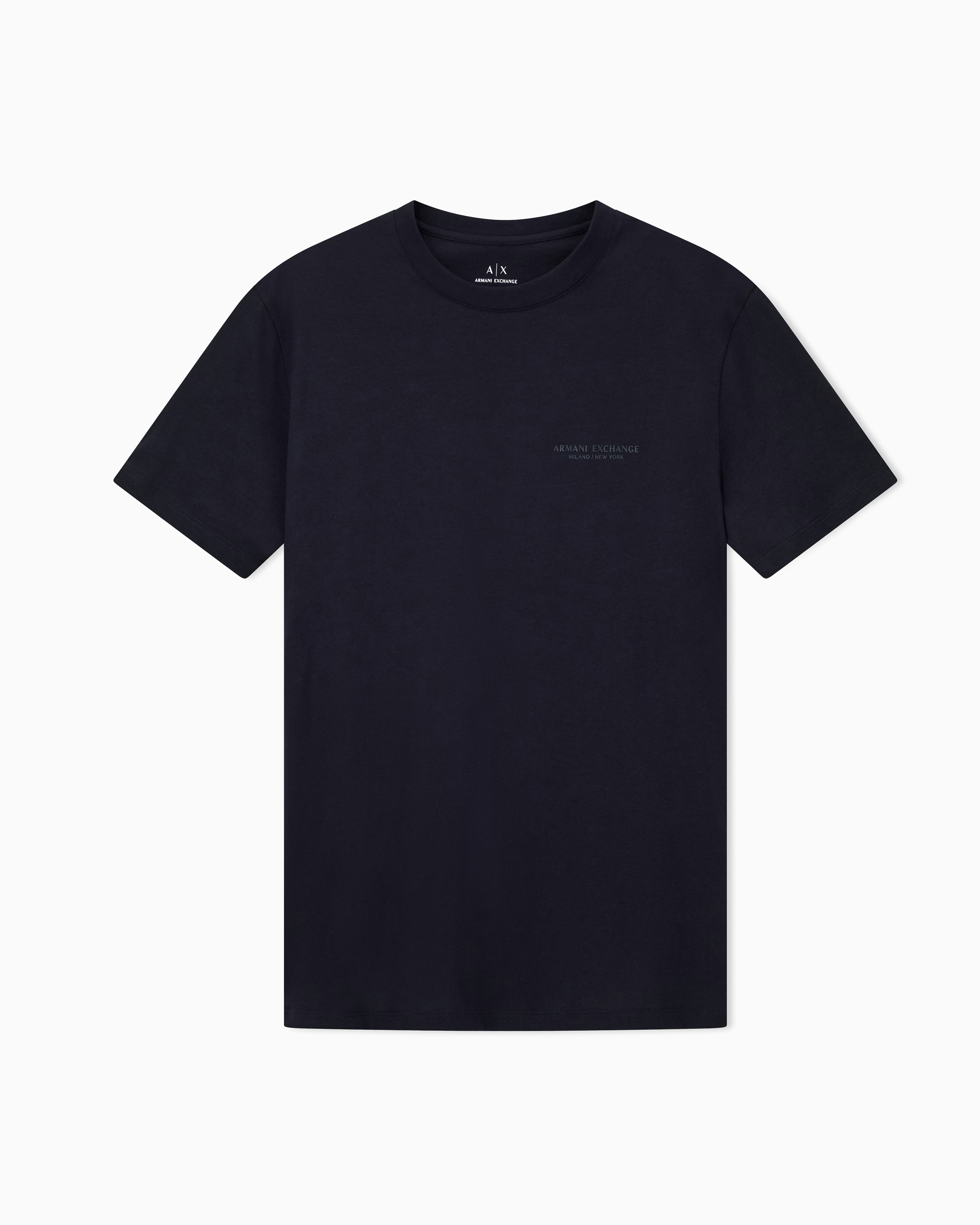 Armani Exchange Men's Navy Blue Logo T-Shirt In Regular Fit Cotton Jersey