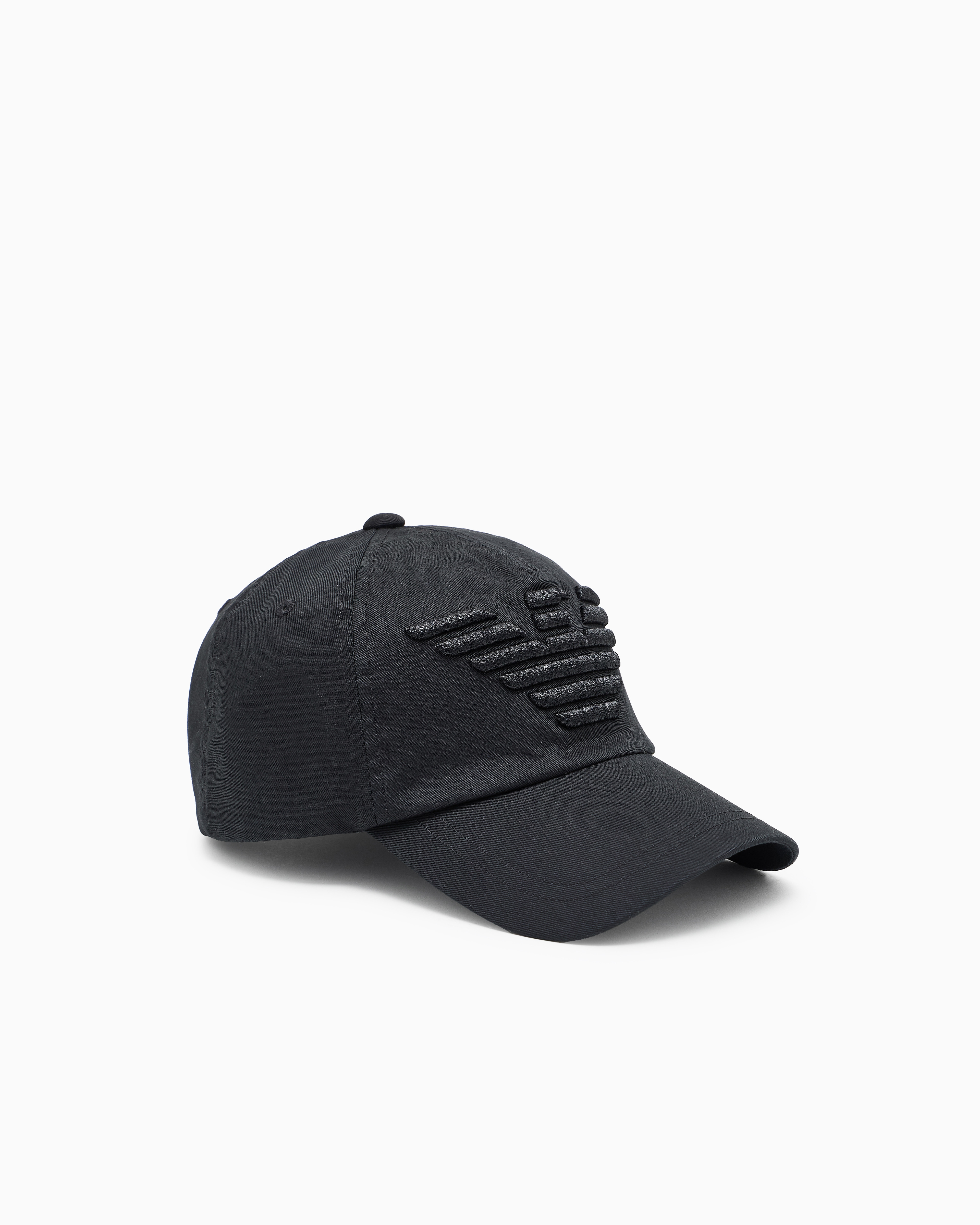Emporio Armani Black Outdoor Cap In Cotton With Embroidered Eagle Essential