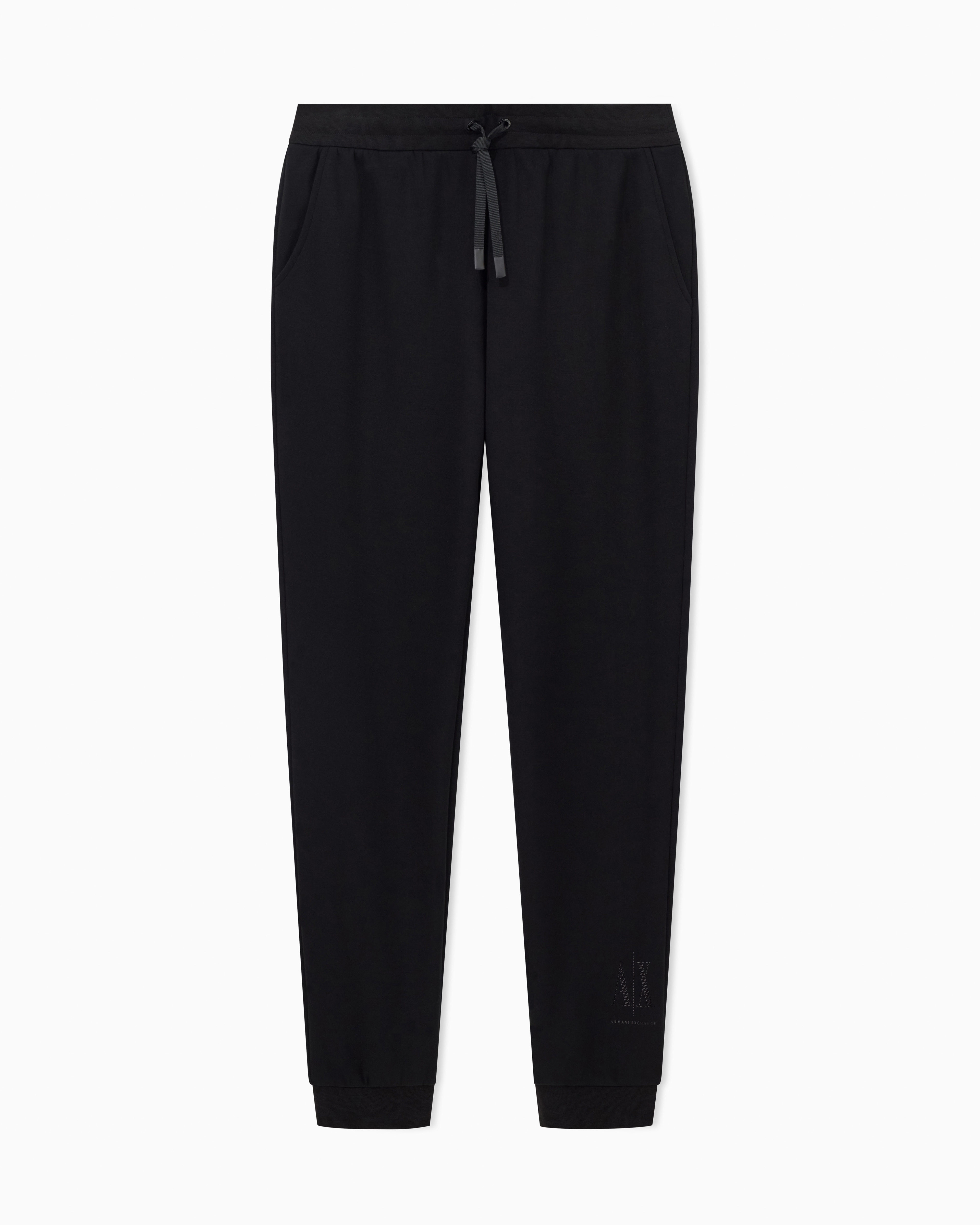 Armani Exchange Black Jogger Pants With Tone-On-Tone Logo