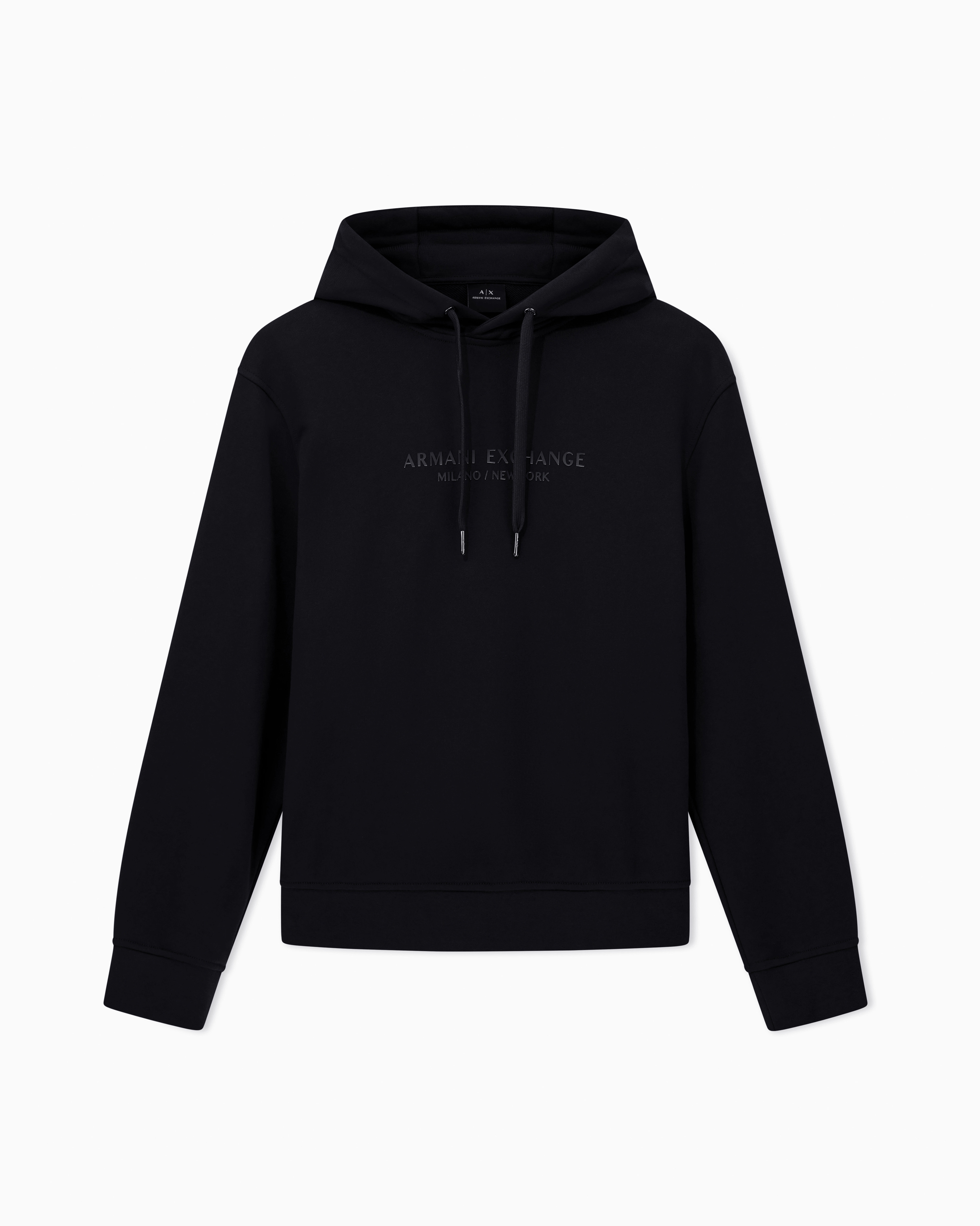 Armani Exchange Black Basic Hoodie In Cotton French Terry