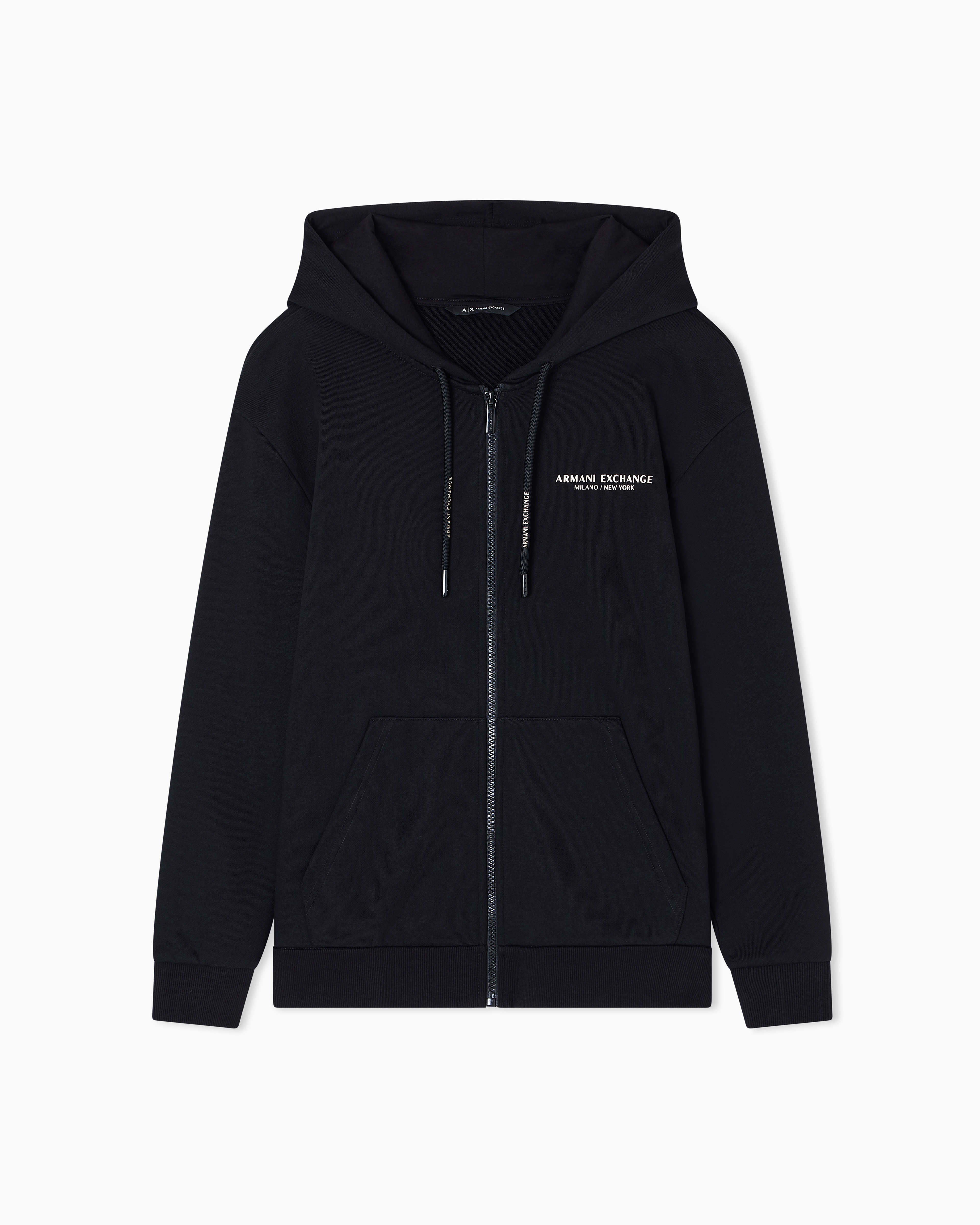 Armani Exchange Black Cotton Zip-Up Hoodie