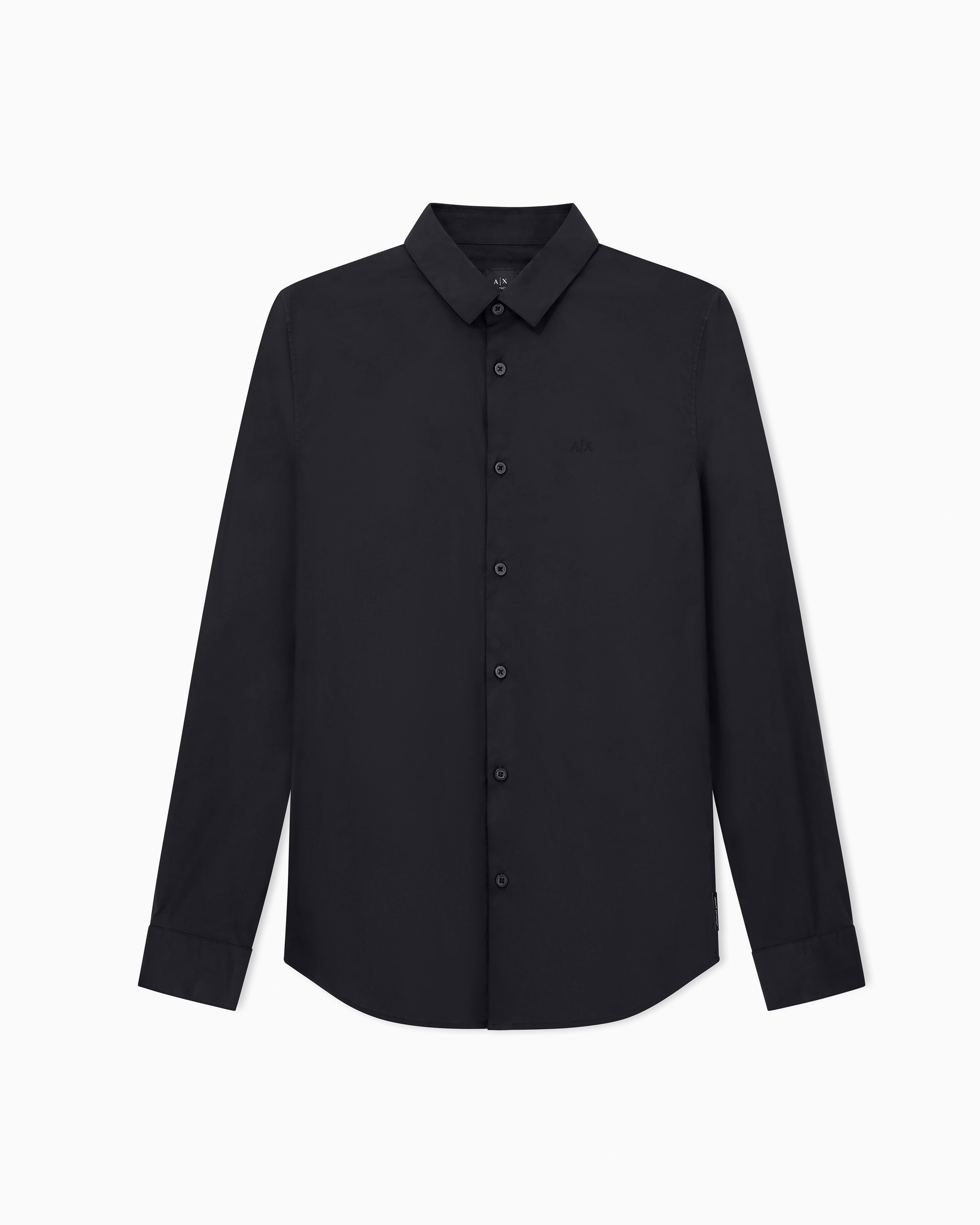 Armani Exchange Men's Black Slim-Fit Shirt Essential In Stretch Cotton Poplin