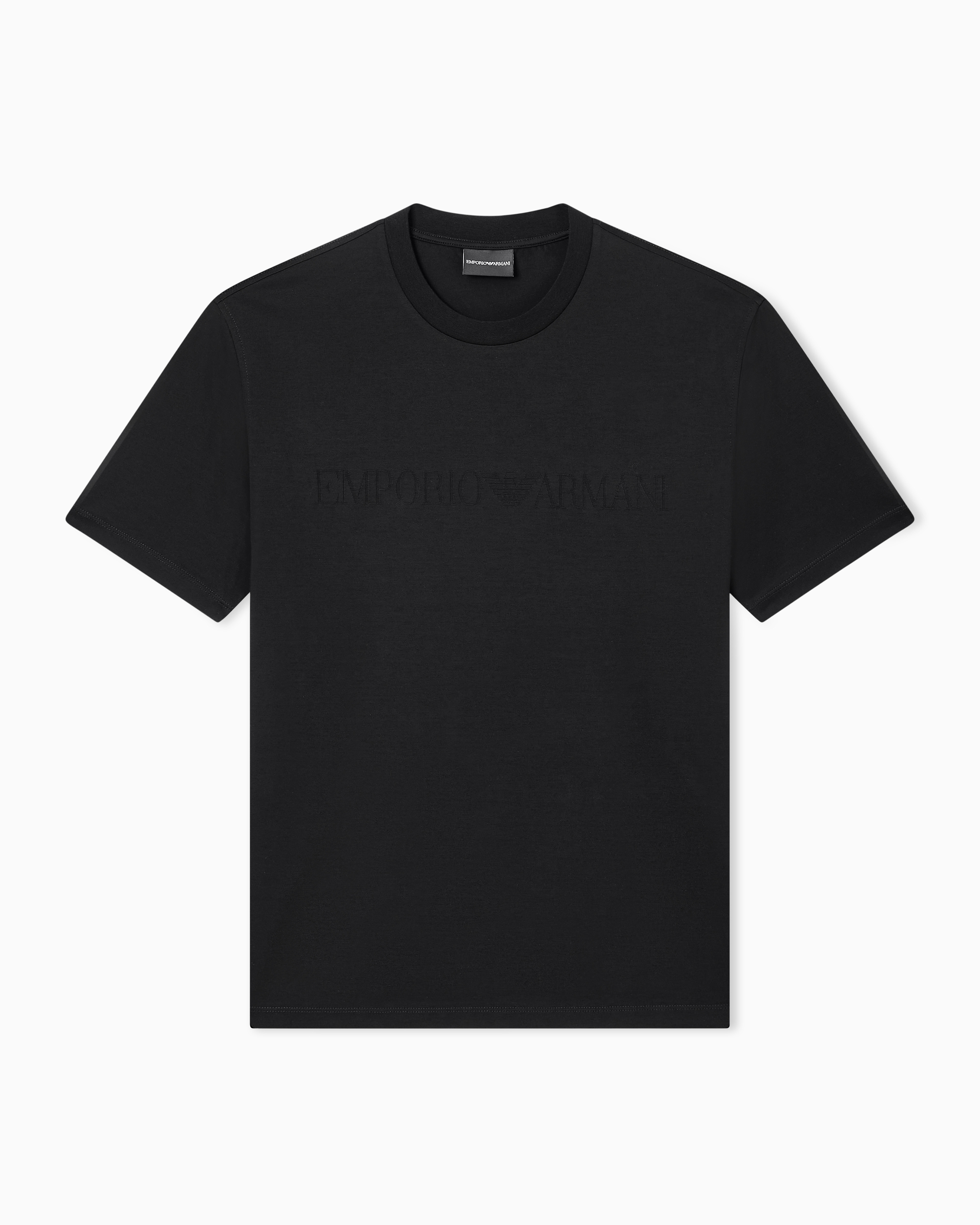 Emporio Armani Black Jersey T-Shirt With Matching Intarsia Logo