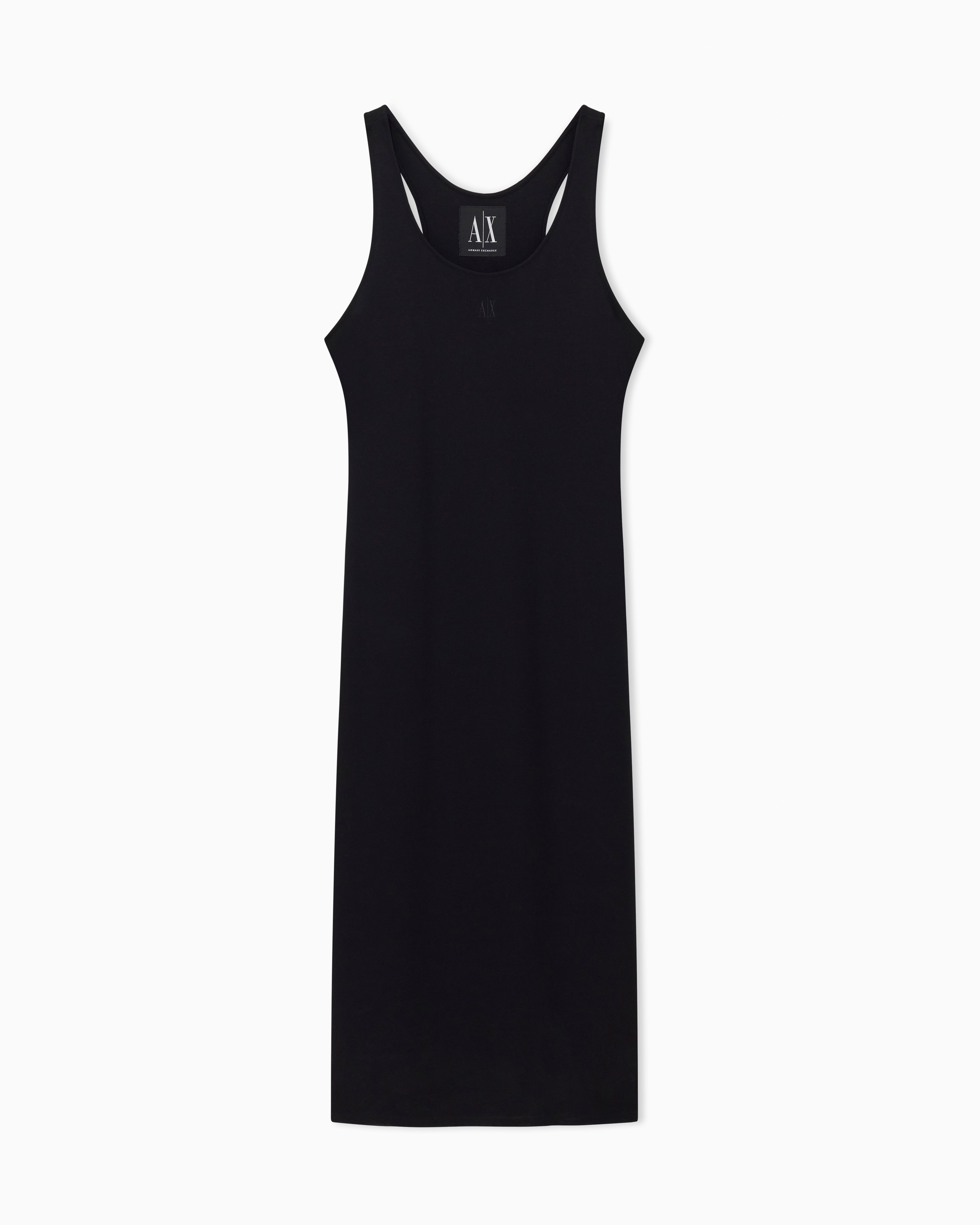 Armani Exchange Black Midi Dress In Stretch Fabric