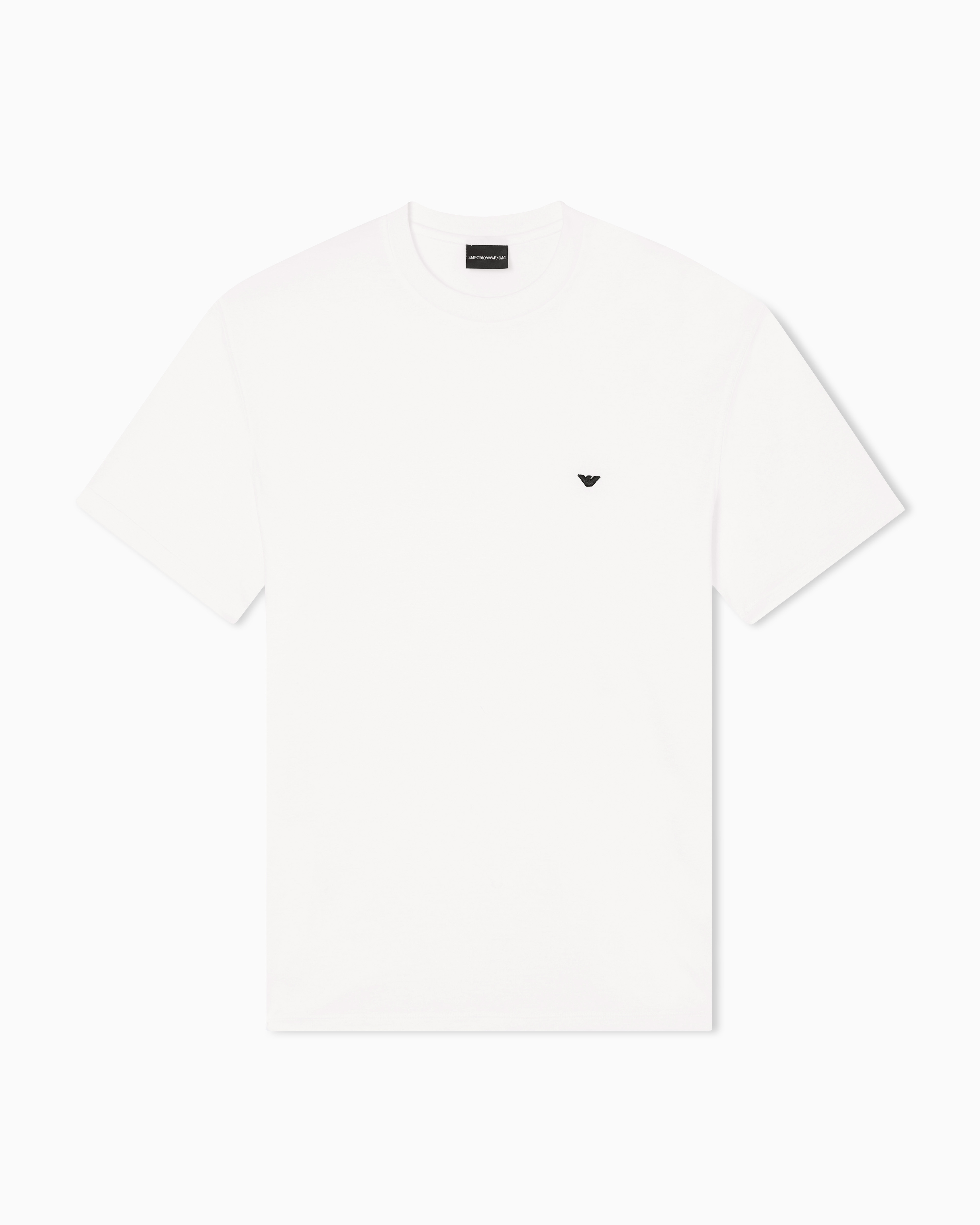 Emporio Armani White Lyocell-Blend Jersey T-Shirt With Embossed Eagle Embroidery