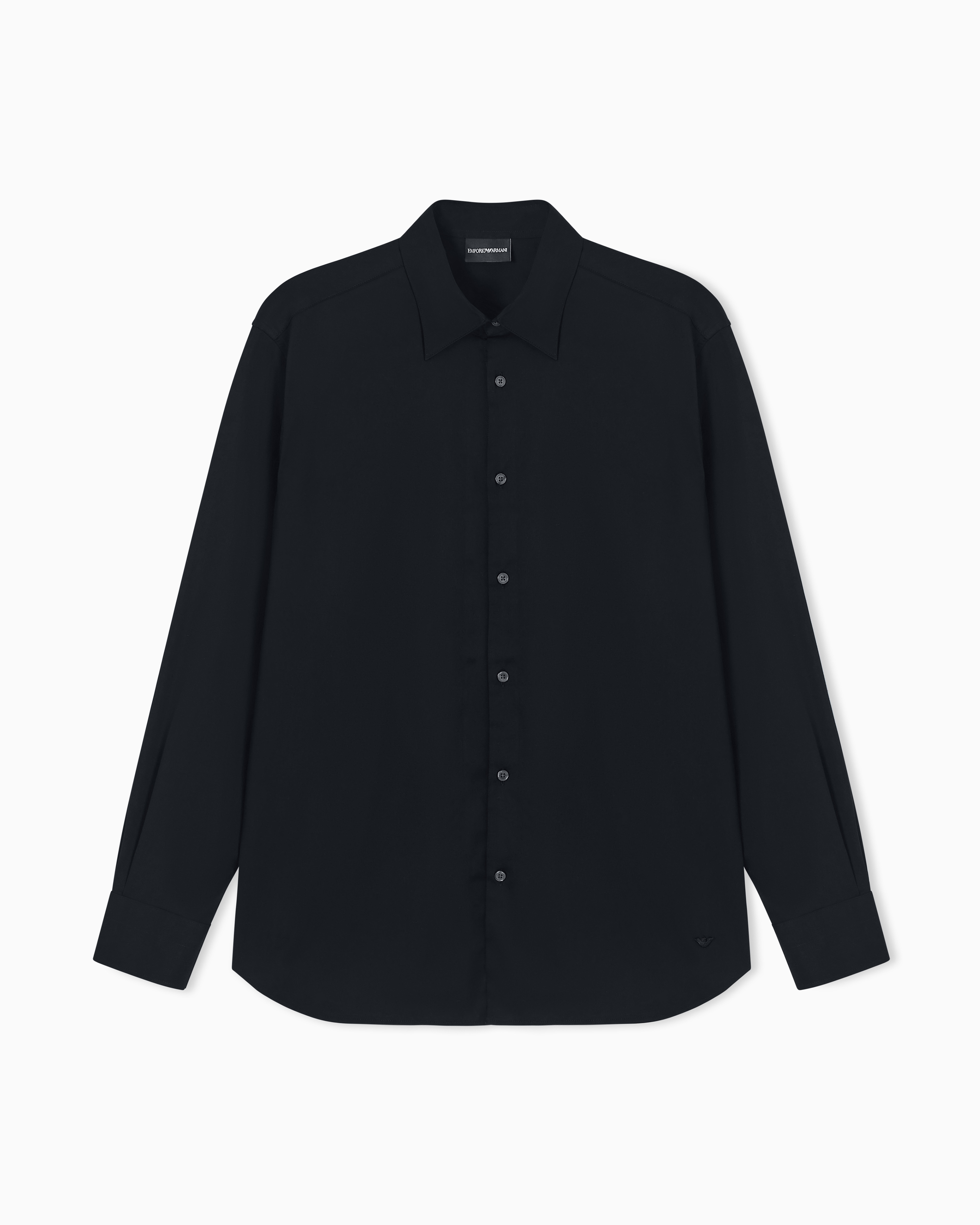 Emporio Armani Men's Navy Blue Stretch Pima Cotton Shirt