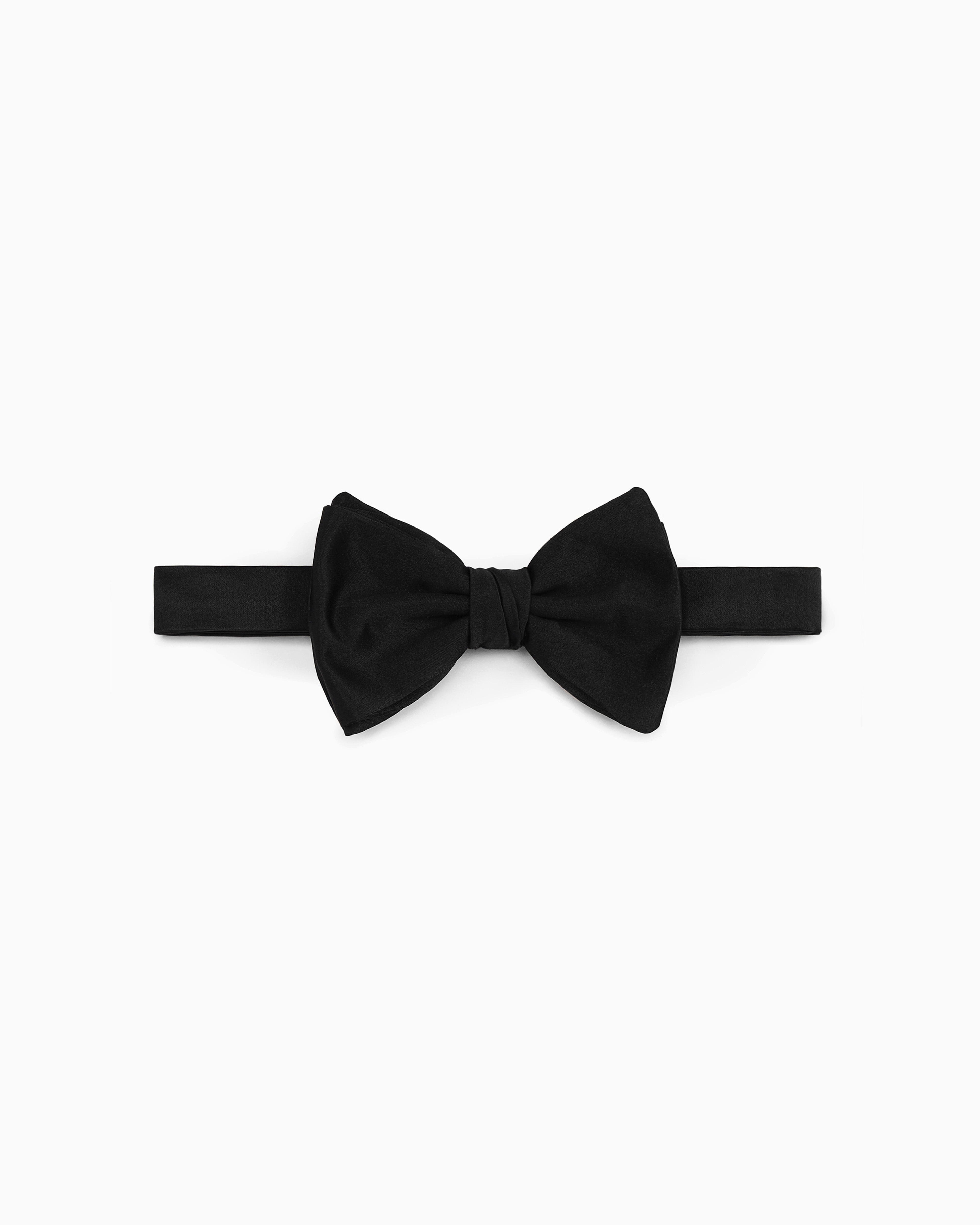 Emporio Armani Black Knotted Bow Tie In Micro-Textured Pure Silk