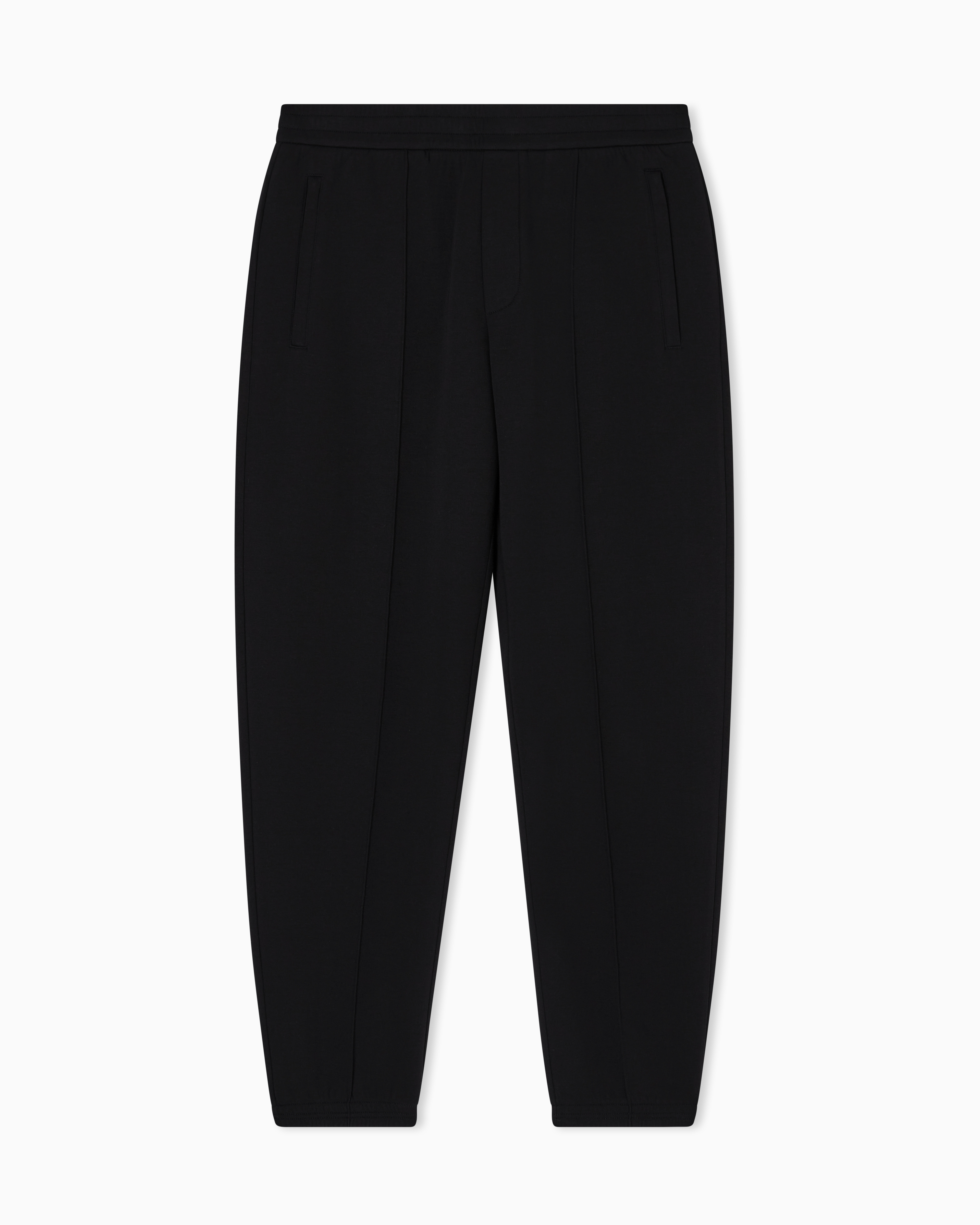 Emporio Armani Black Double Jersey Joggers With Side Zip Pockets Essential