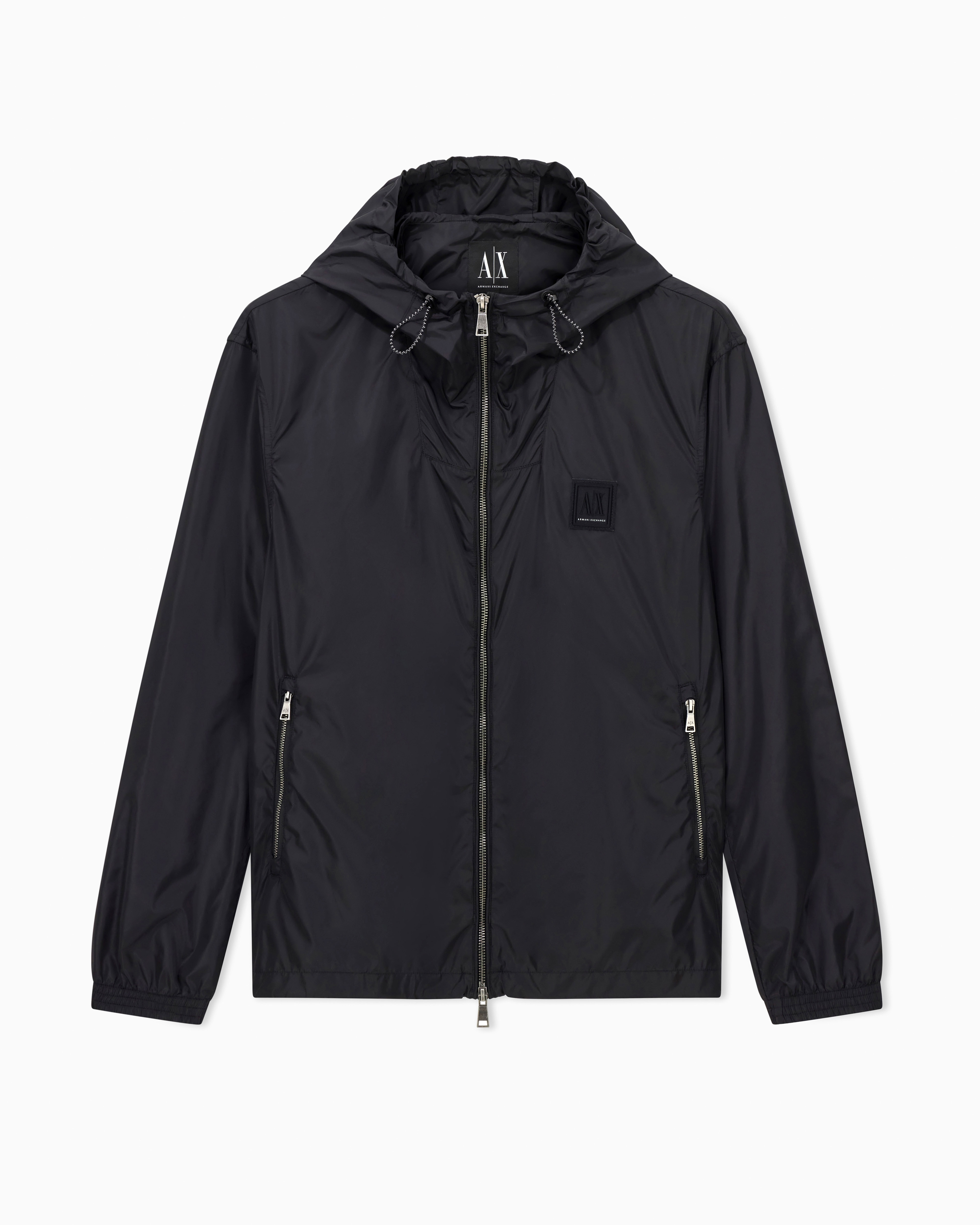 Armani Exchange Black Water-Resistant Windbreaker In Ultralight Nylon Icon