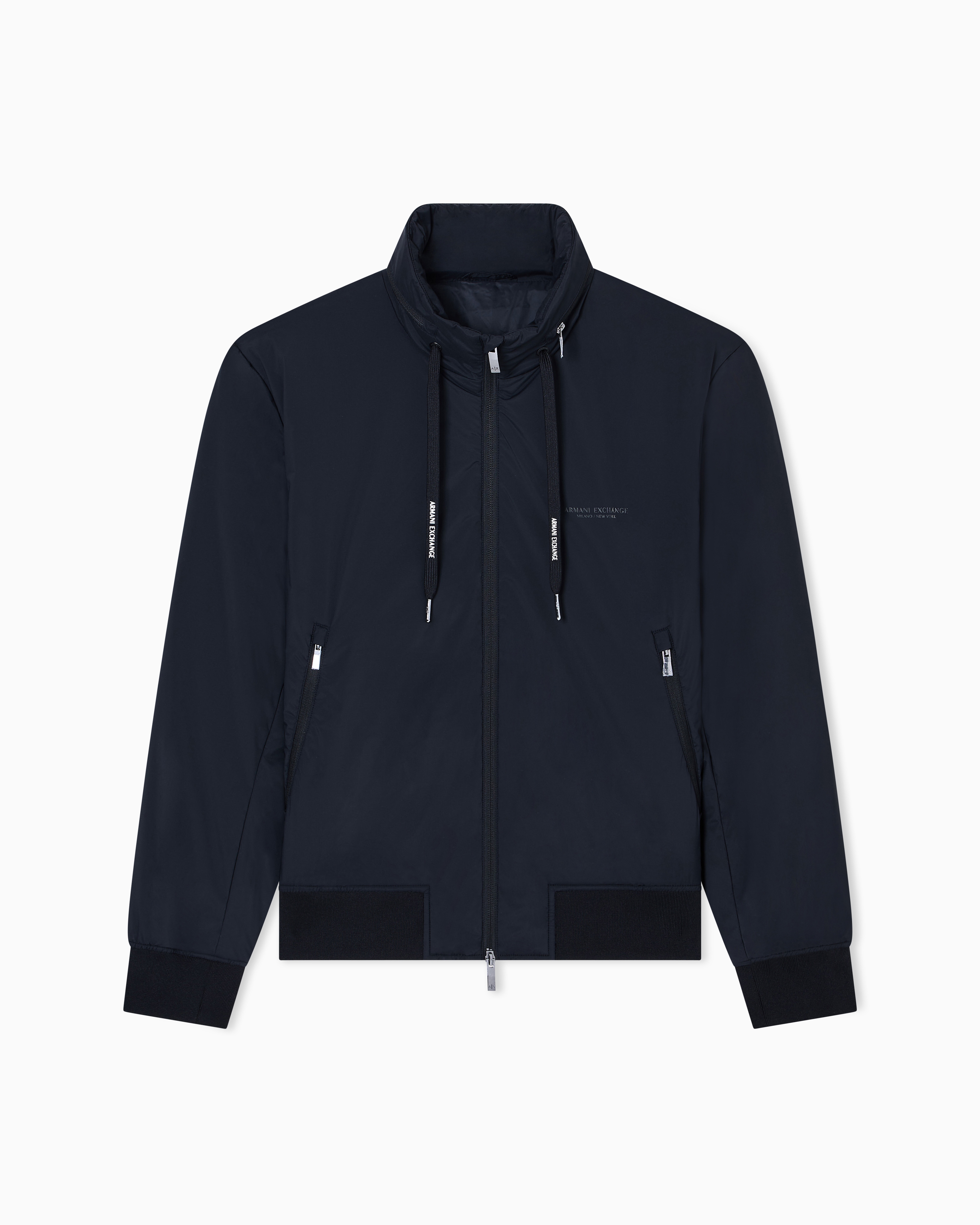 Armani Exchange Men's Black Stretch Nylon Jacket With Zip