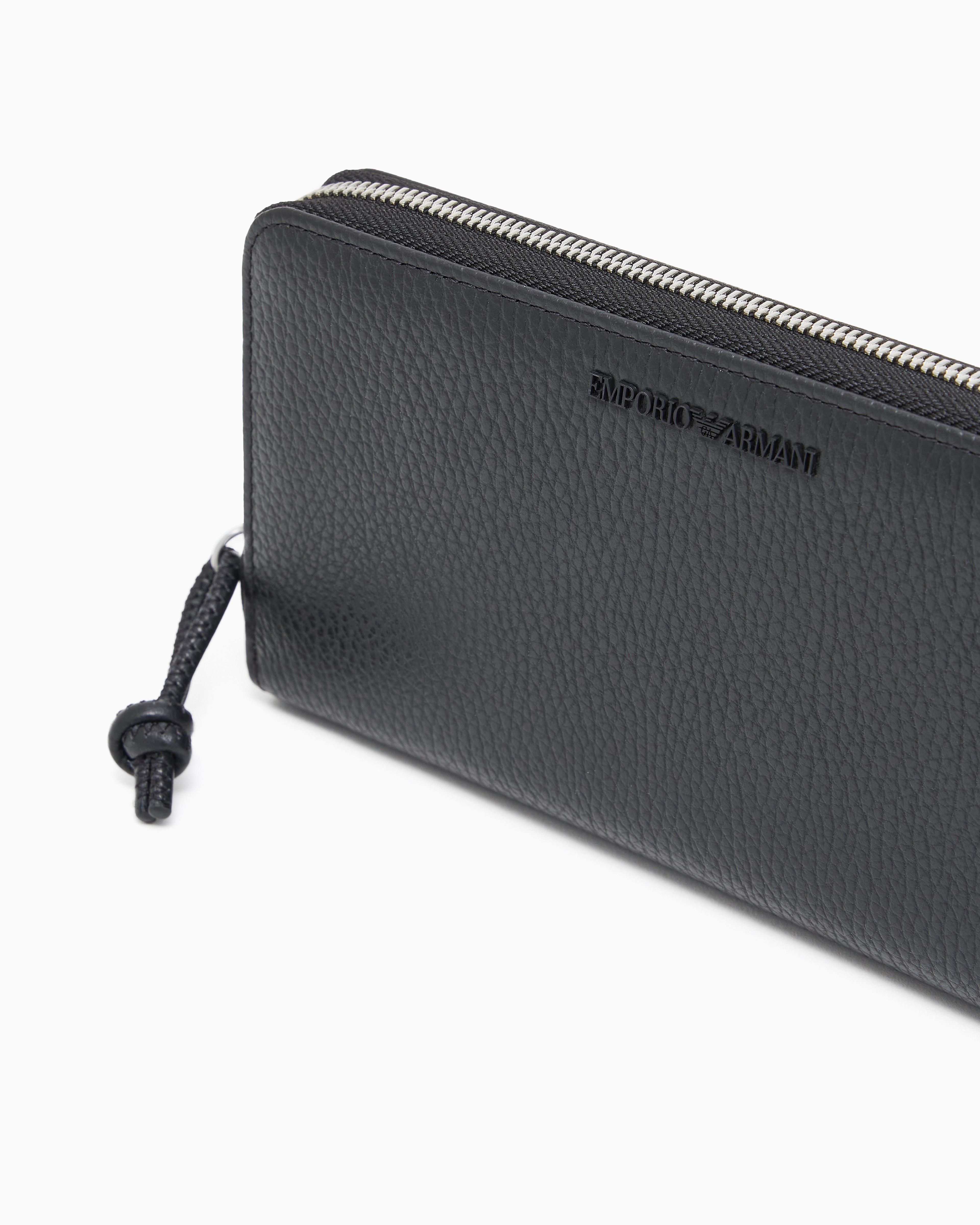 ラウンドファスナーウォレット タンブルレザー | Emporio Armani